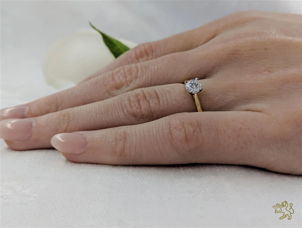 Open Tulip Solitaire 0.40ct F SI1 Diamond Yellow Gold/Platinum Ring - Image 2