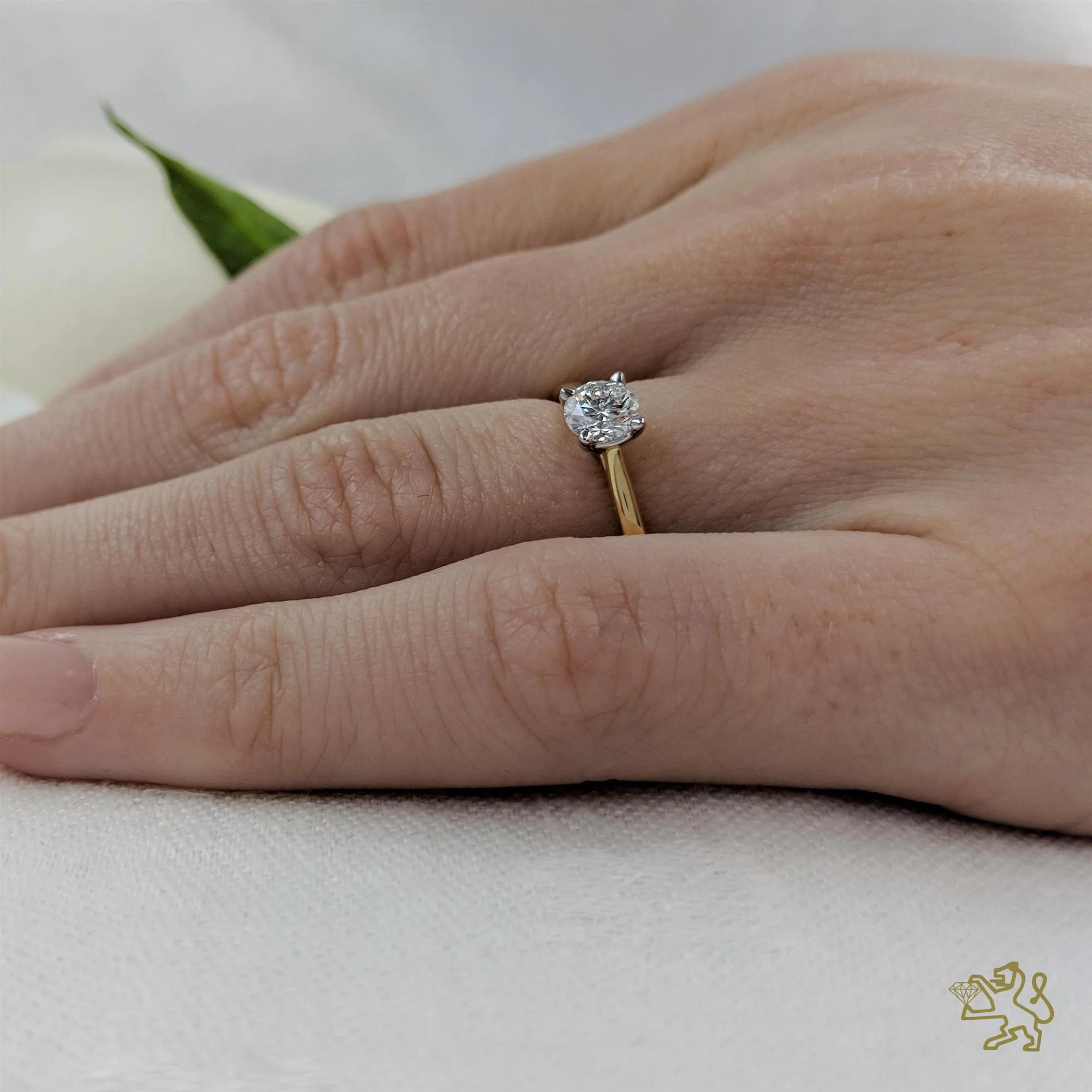 Open Tulip Solitaire 0.40ct F VS2 Diamond Yellow Gold/Platinum Ring - Image 2