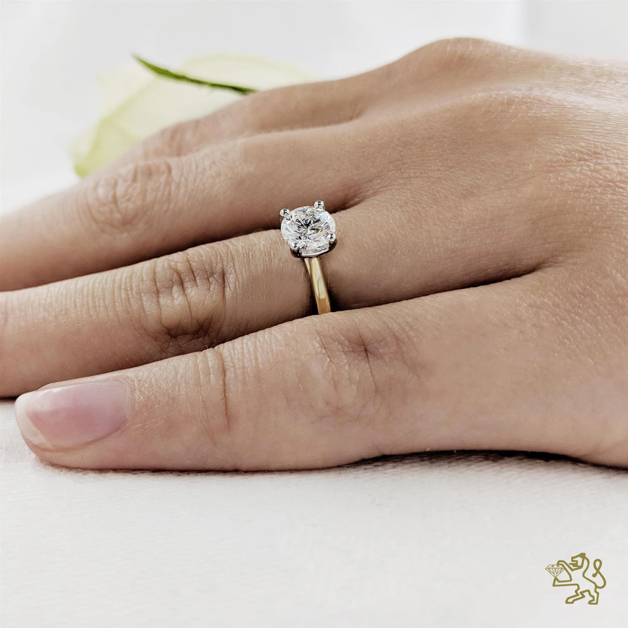 Open Tulip Solitaire 0.80ct G SI1 Diamond Yellow Gold/Platinum Ring - Image 2