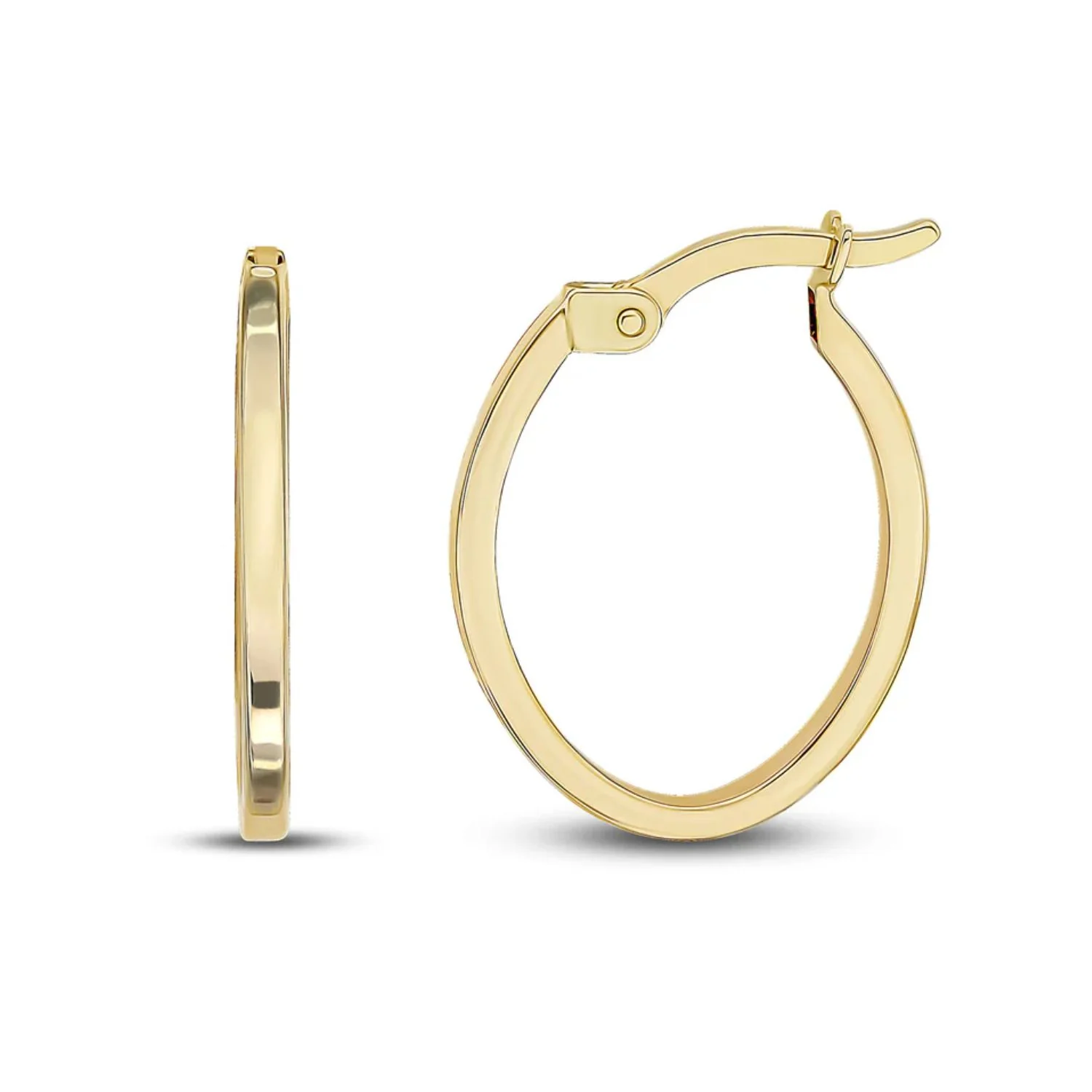 Oval 9ct Yellow Gold Hoop Earrings - Image 2