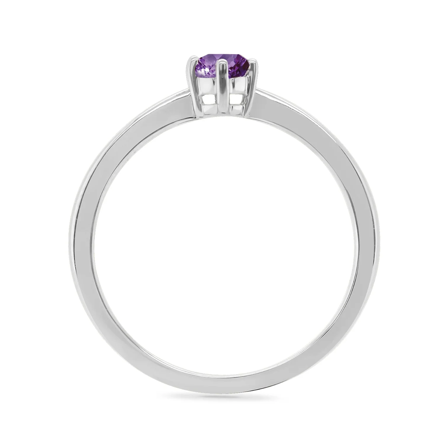 Oval Amethyst Solitaire 9ct White Gold Ring - Image 2