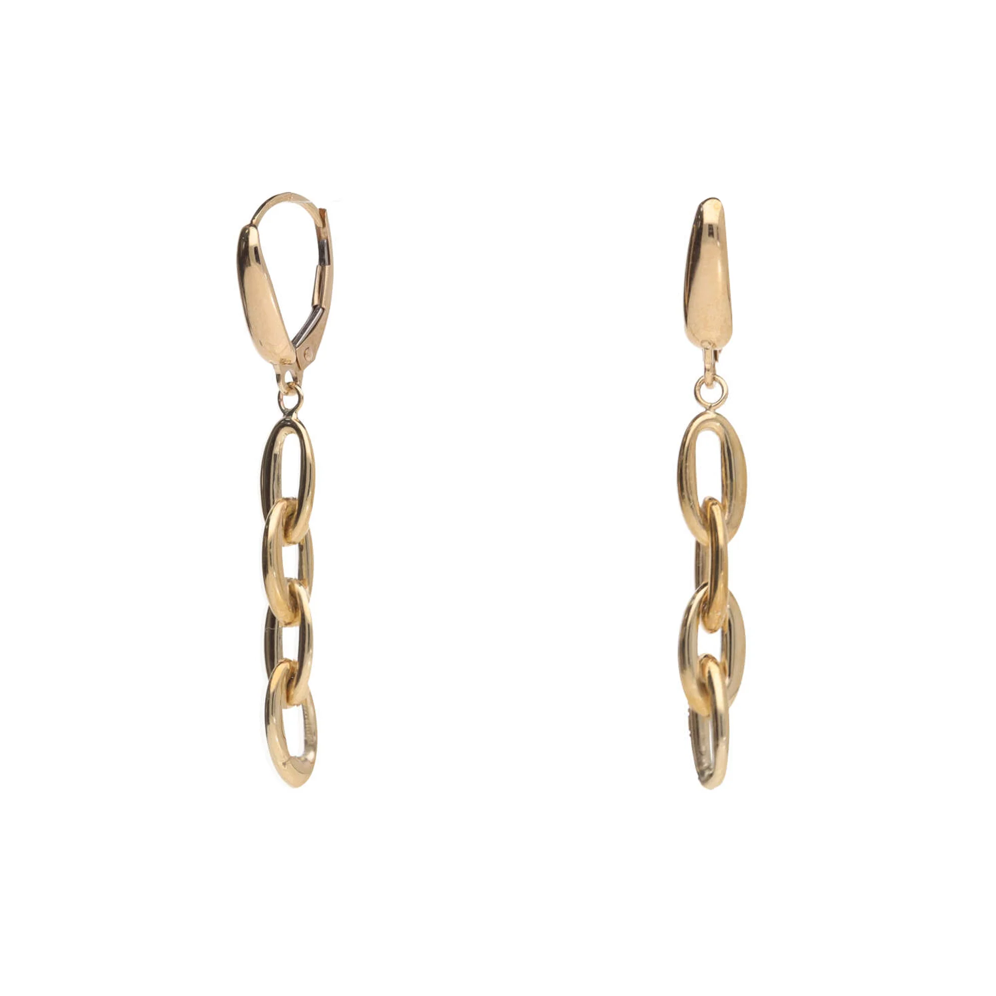Oval Link 9ct Yellow Gold Drop Earrings - Image 2