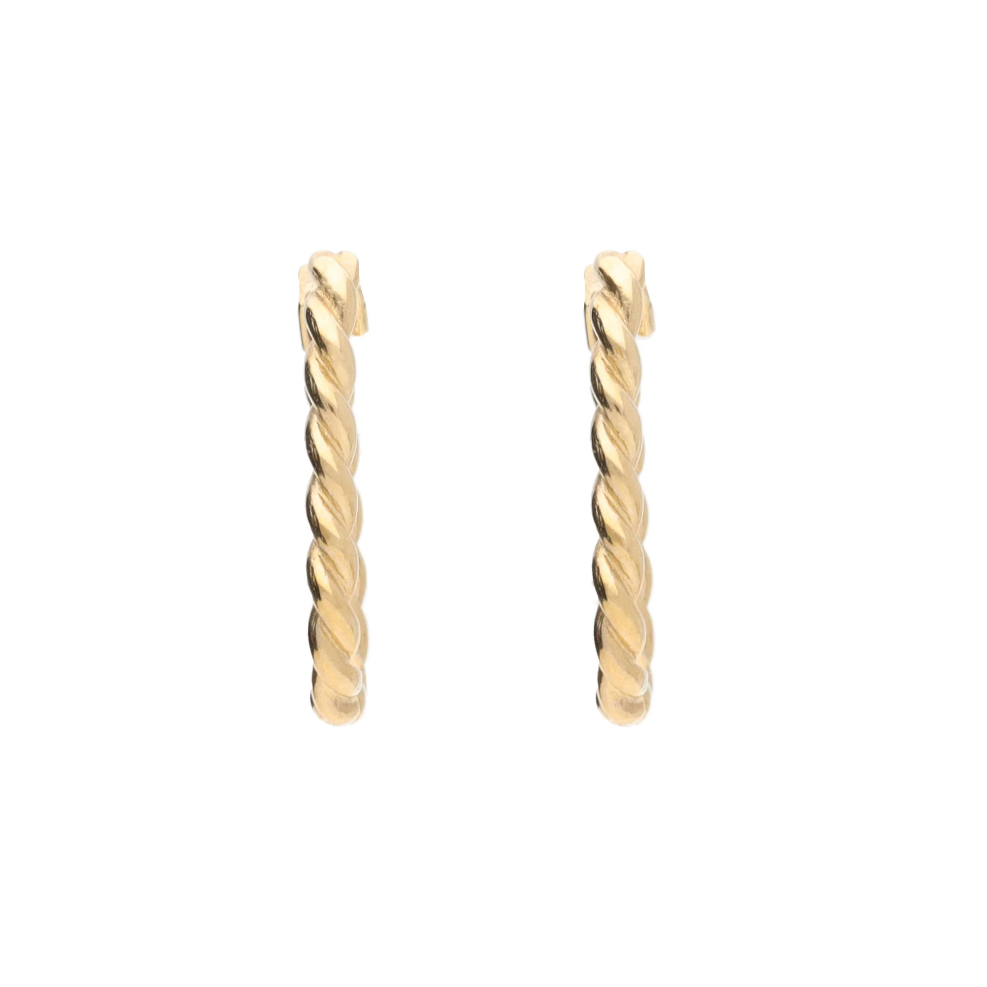 Oval Twist 9ct Yellow Gold Hoop Earrings - Image 3