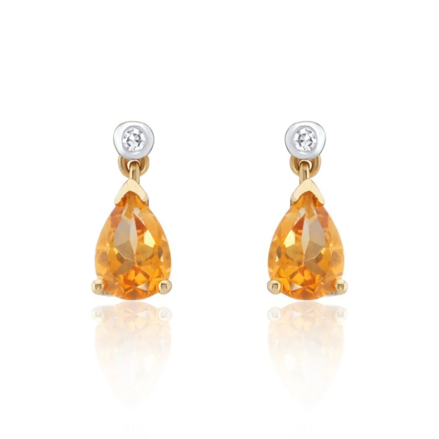 Pear Cut Citrine 9ct Yellow Gold Drop Earrings
