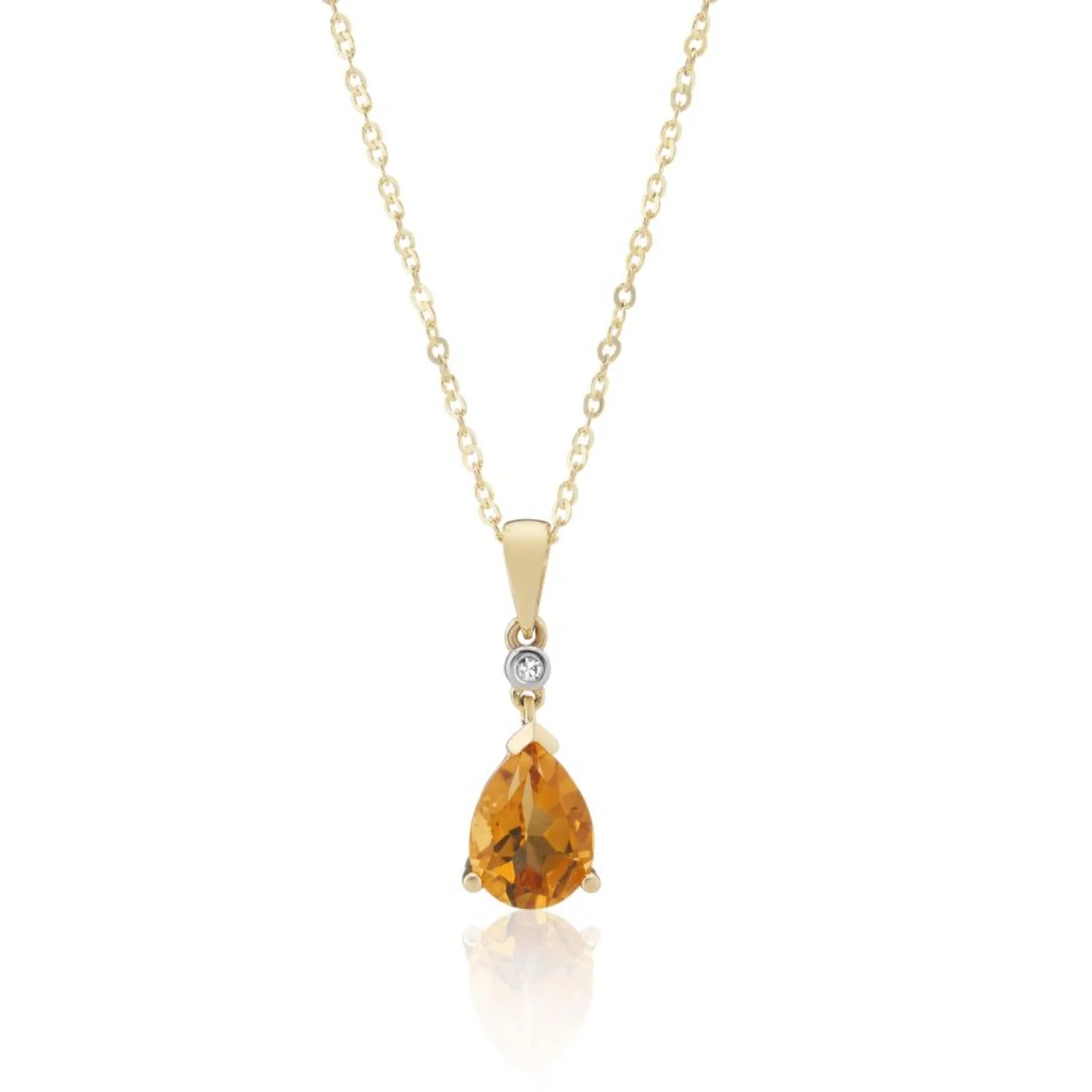 Pear Cut Citrine 9ct Yellow Gold Pendant - Image 2
