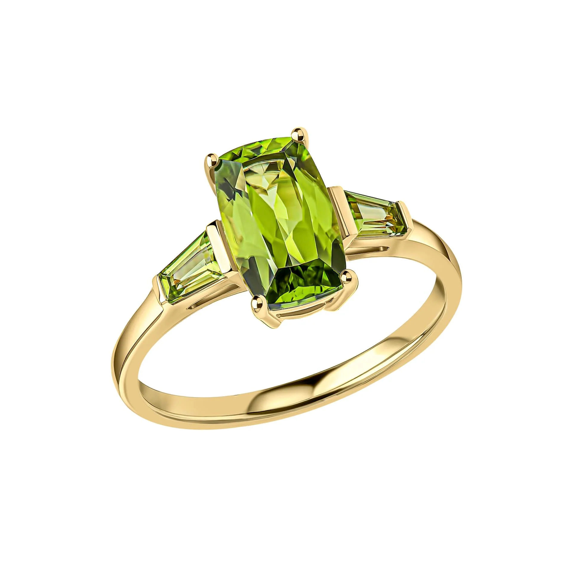 Peridot 9ct Yellow Gold Trilogy Ring