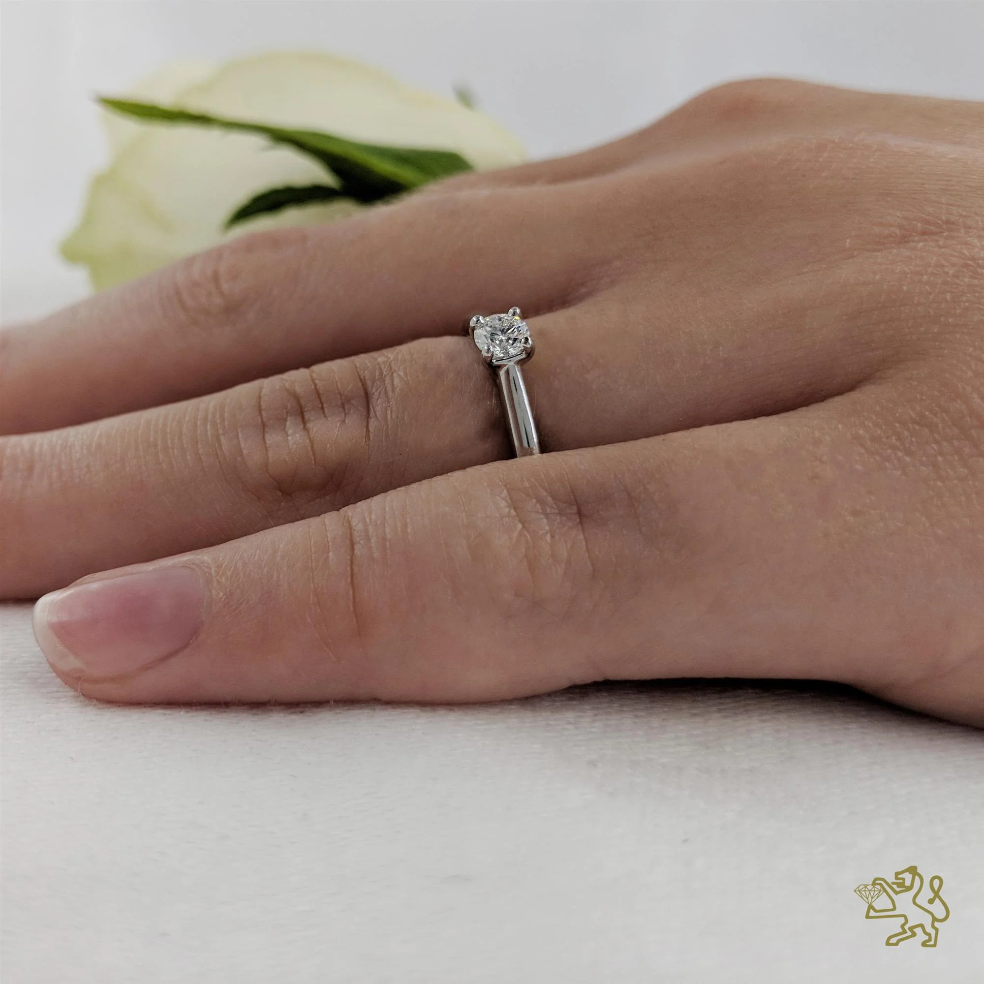 Petite Open Tulip Solitaire 0.20ct F SI Diamond Platinum Ring - Image 2