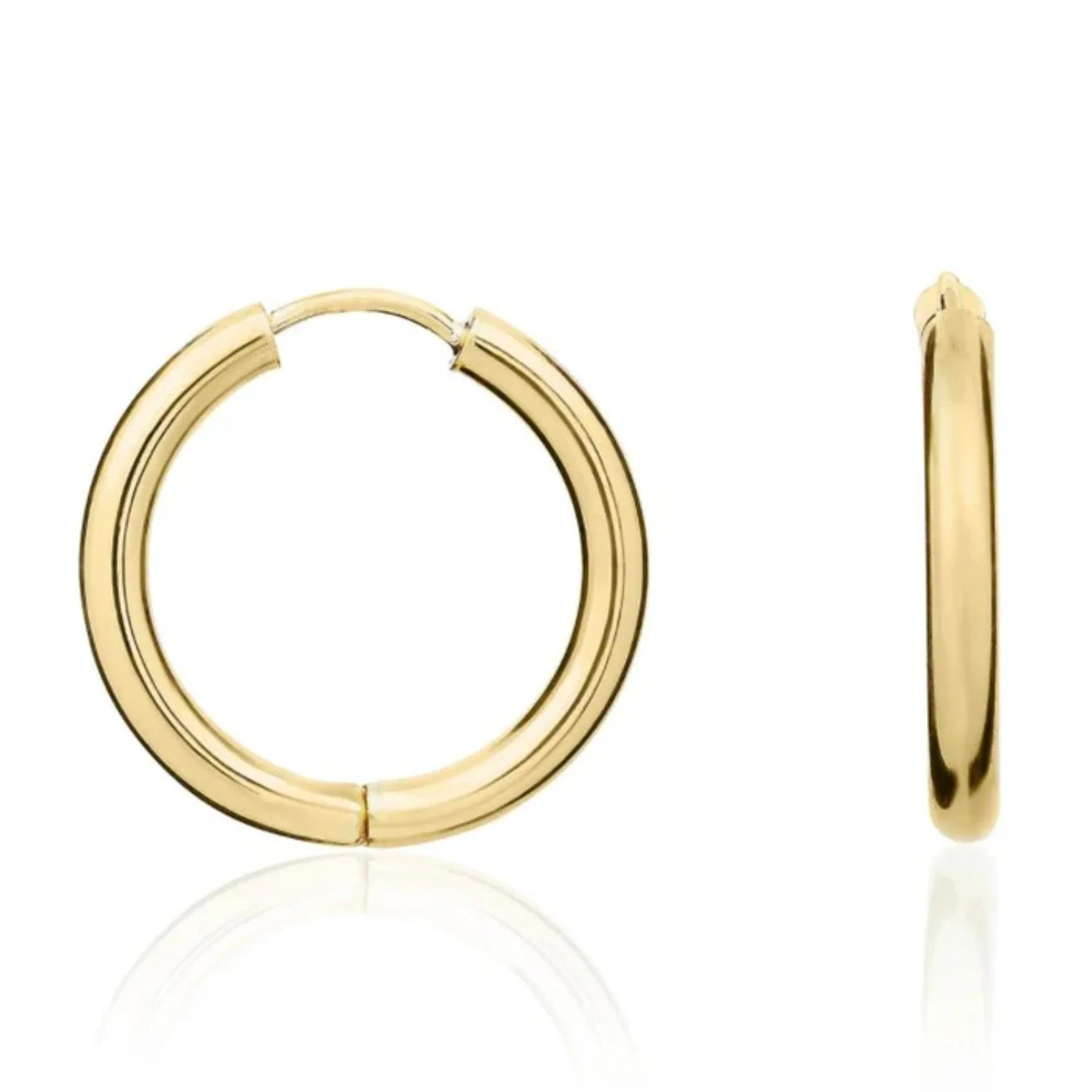 Plain 9ct Yellow Gold Hoop Earrings - Image 2