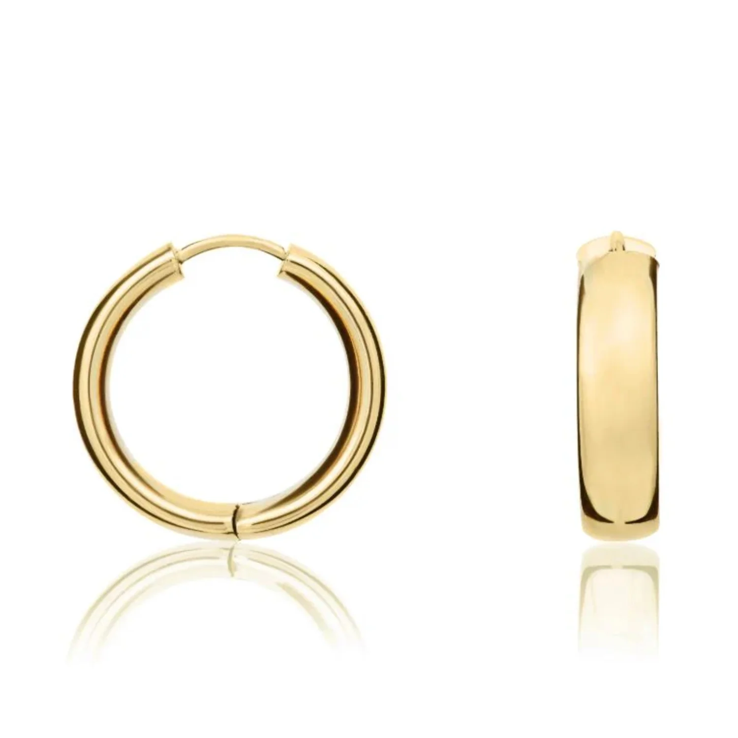 Plain 9ct Yellow Gold Huggy Hoop Earrings - Image 2