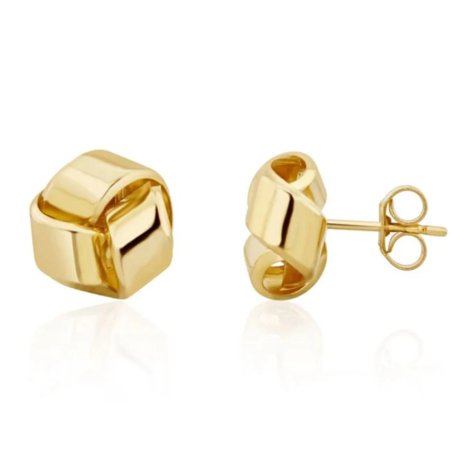 Polished Knot 9ct Yellow Gold Stud Earrings - Image 2