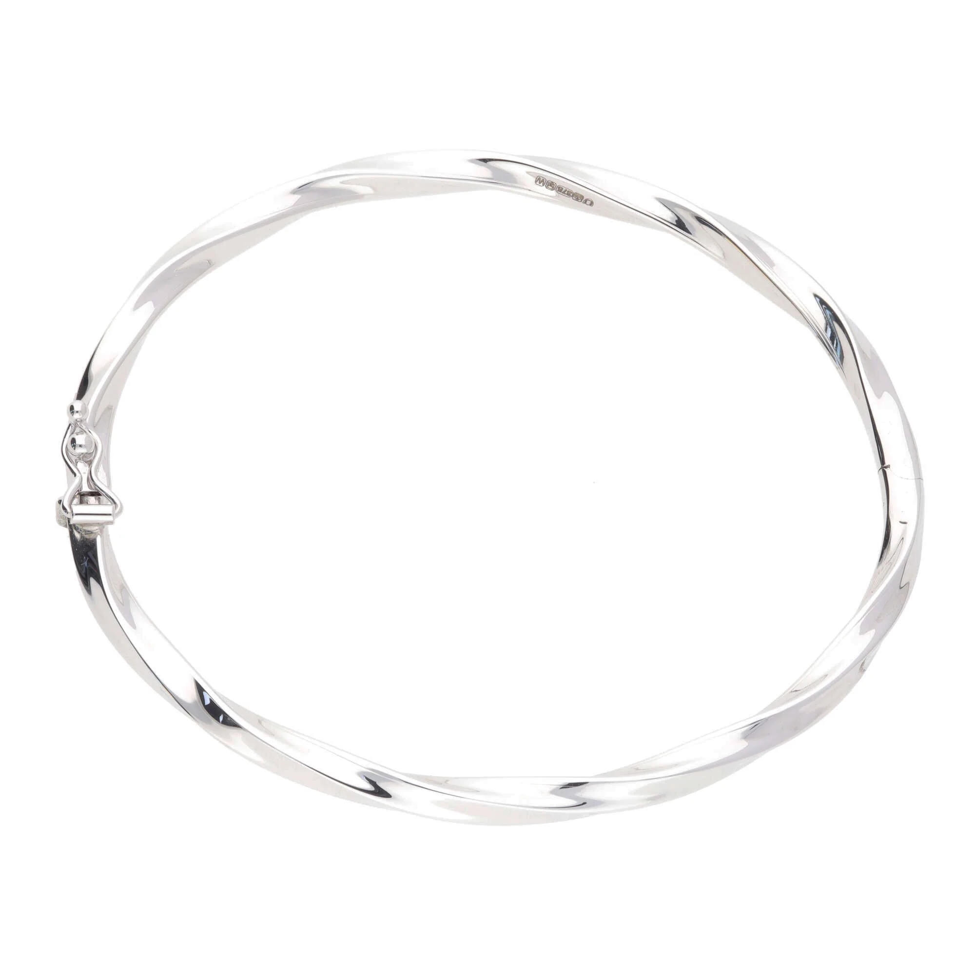 Polished Oval Twist 9ct White Gold Bangle - Image 5