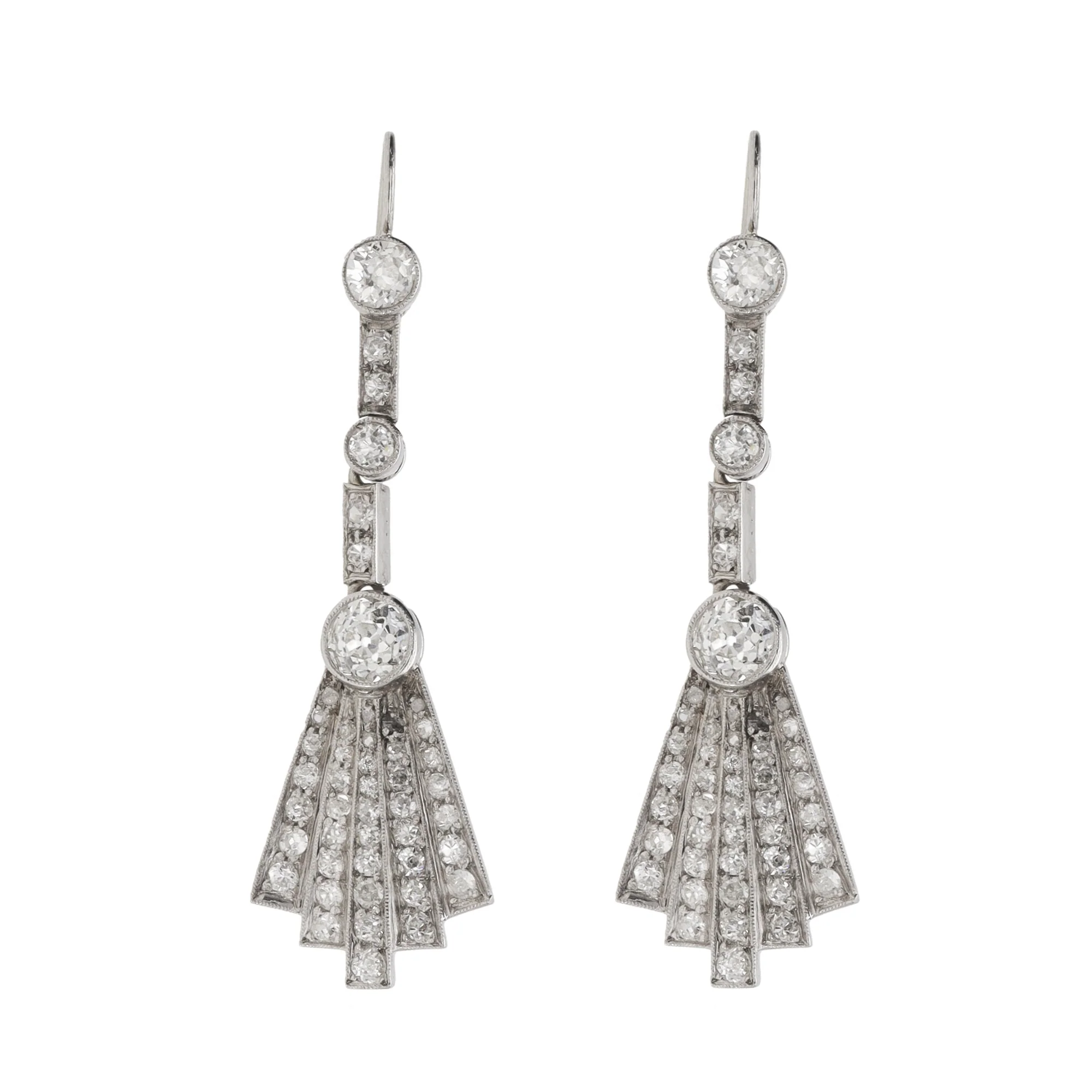 Pre-Owned Art Deco Diamond 1.80ct Drop Earrings - Image 2