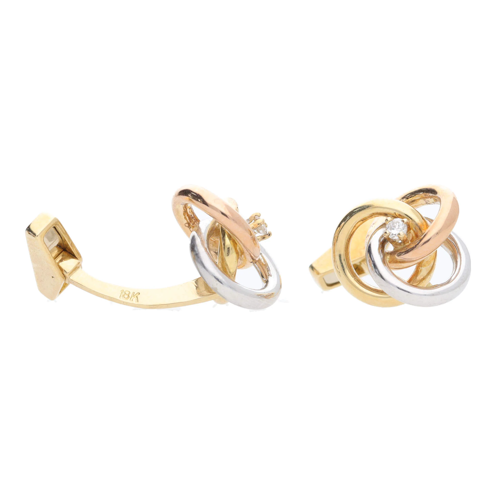 Pre-Owned Diamond 18ct Gold Knot Cufflinks - Image 2