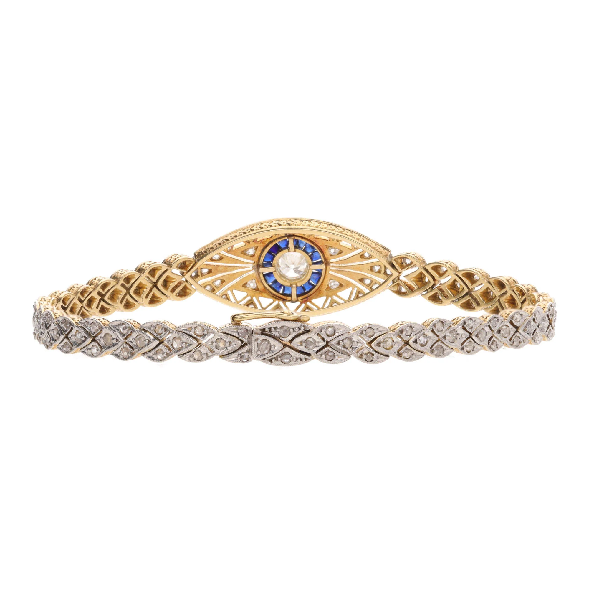 Pre-Owned Diamond and Sapphire Art Deco Style Bracelet - Image 5