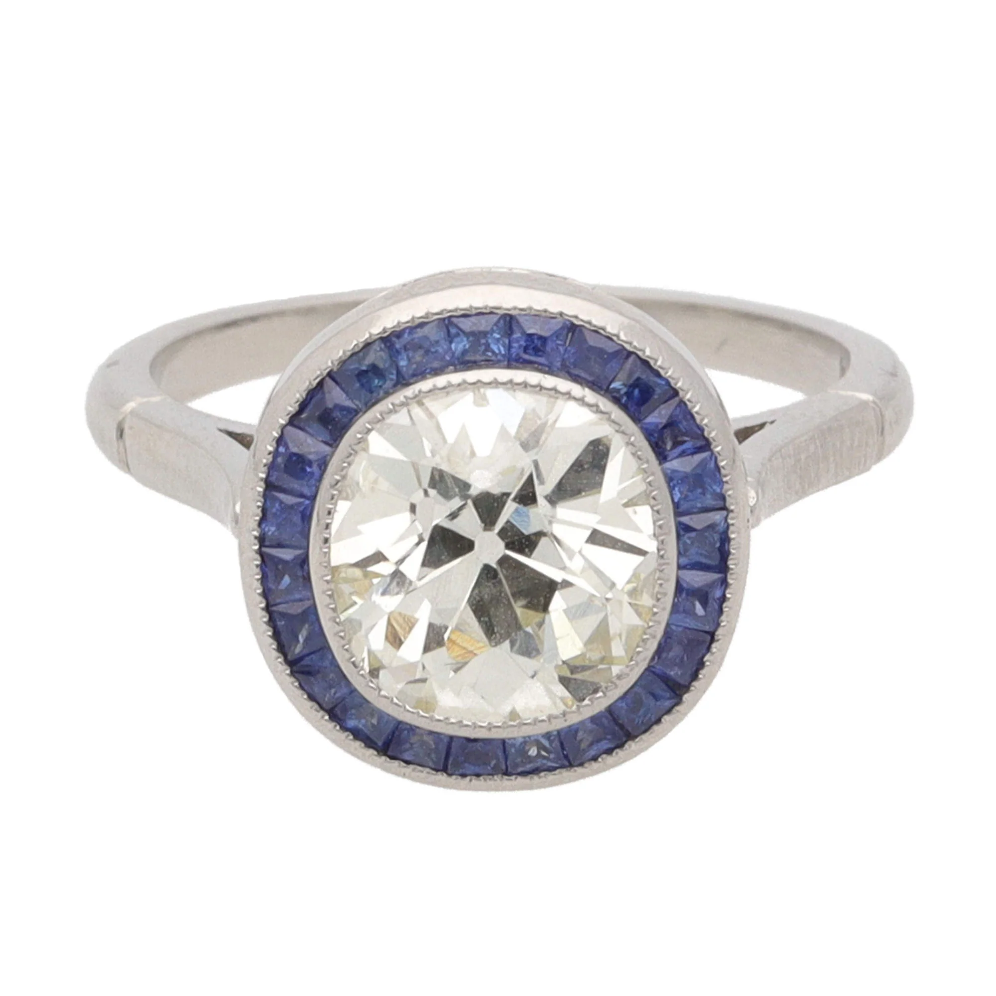 Pre-owned Diamond 2.43ct and Sapphire Platinum Ring - Image 2