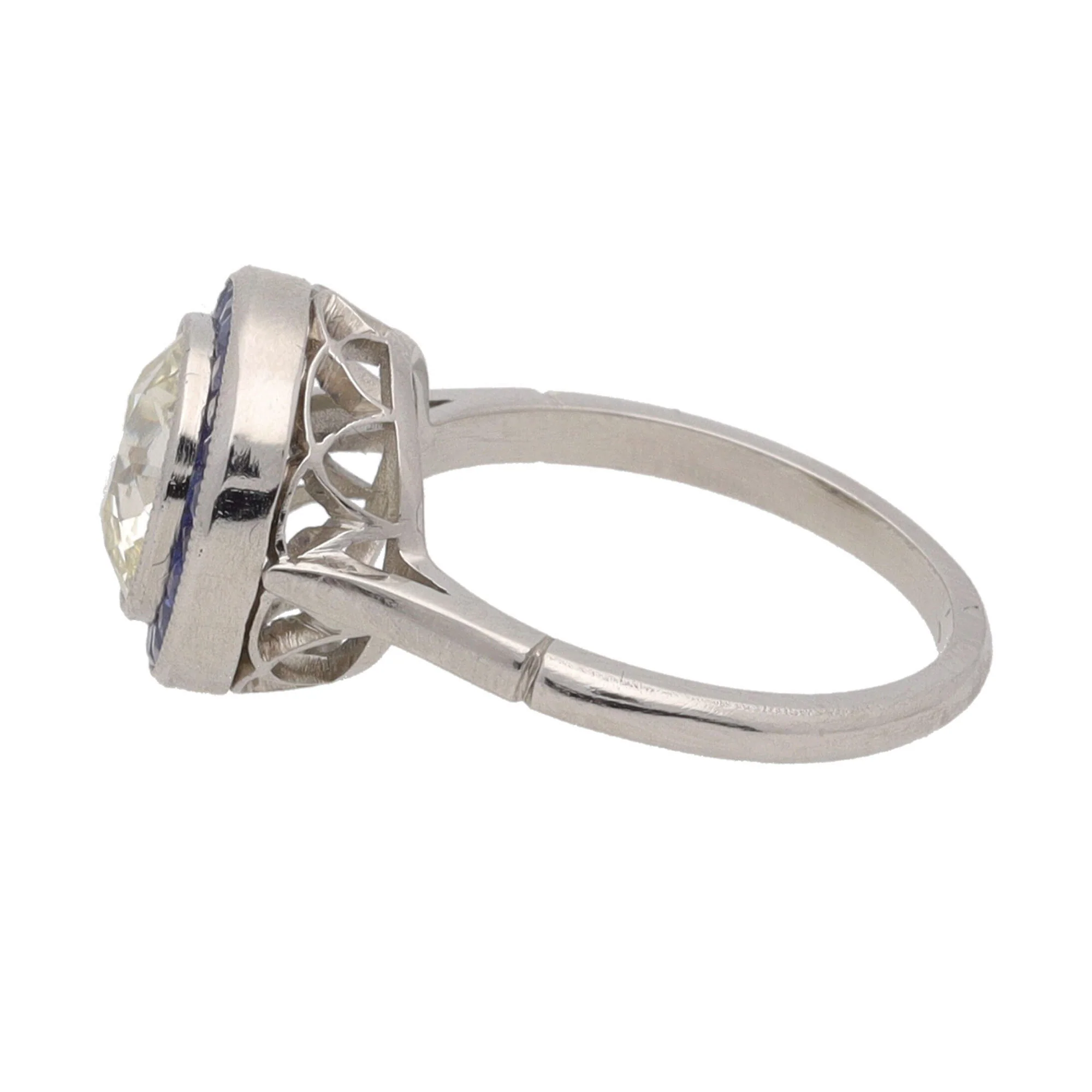 Pre-owned Diamond 2.43ct and Sapphire Platinum Ring - Image 4