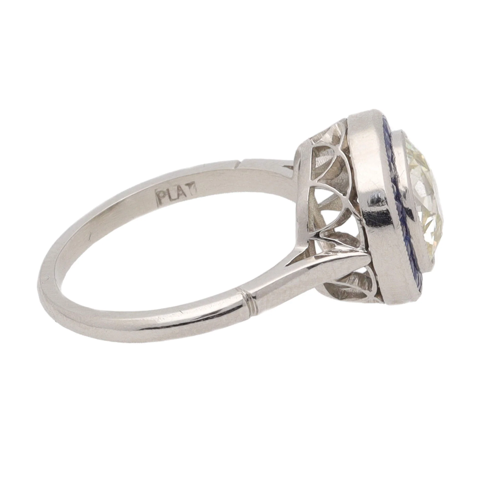 Pre-owned Diamond 2.43ct and Sapphire Platinum Ring - Image 5