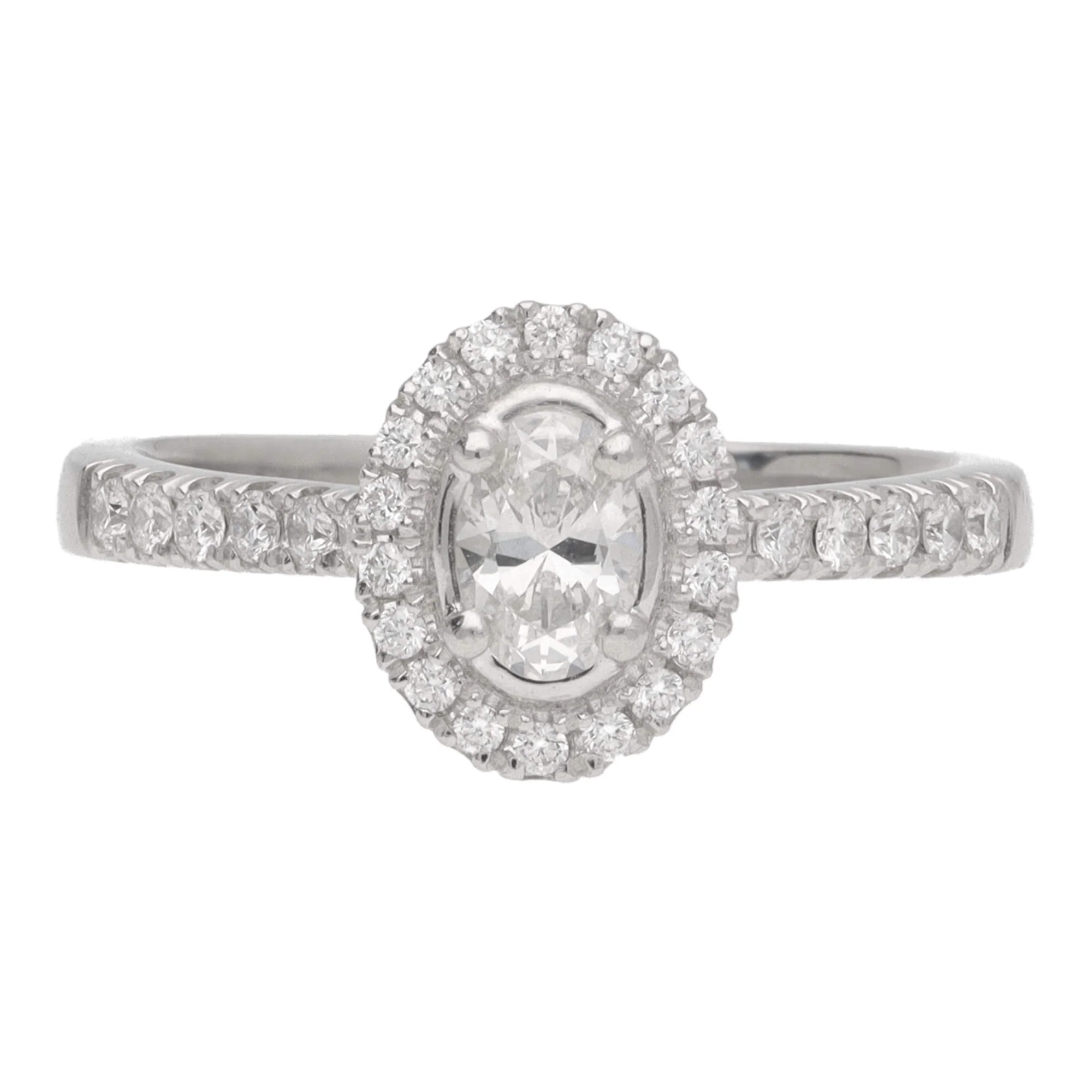 Pre-Owned Diamond Platinum Oval Cluster Ring - Image 2