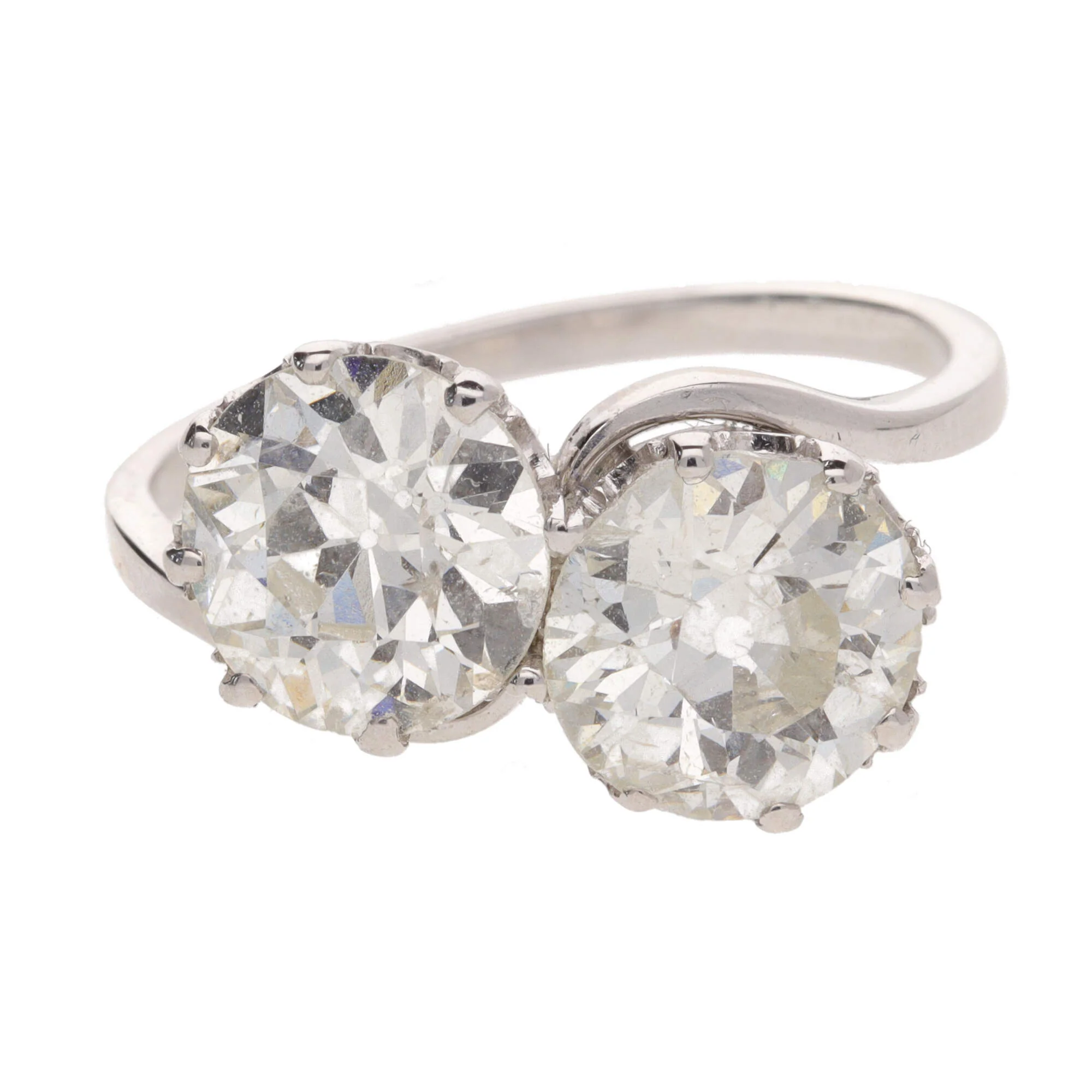 Pre-Owned Diamond 3.87ct Toi et Moi Platinum Ring - Image 3