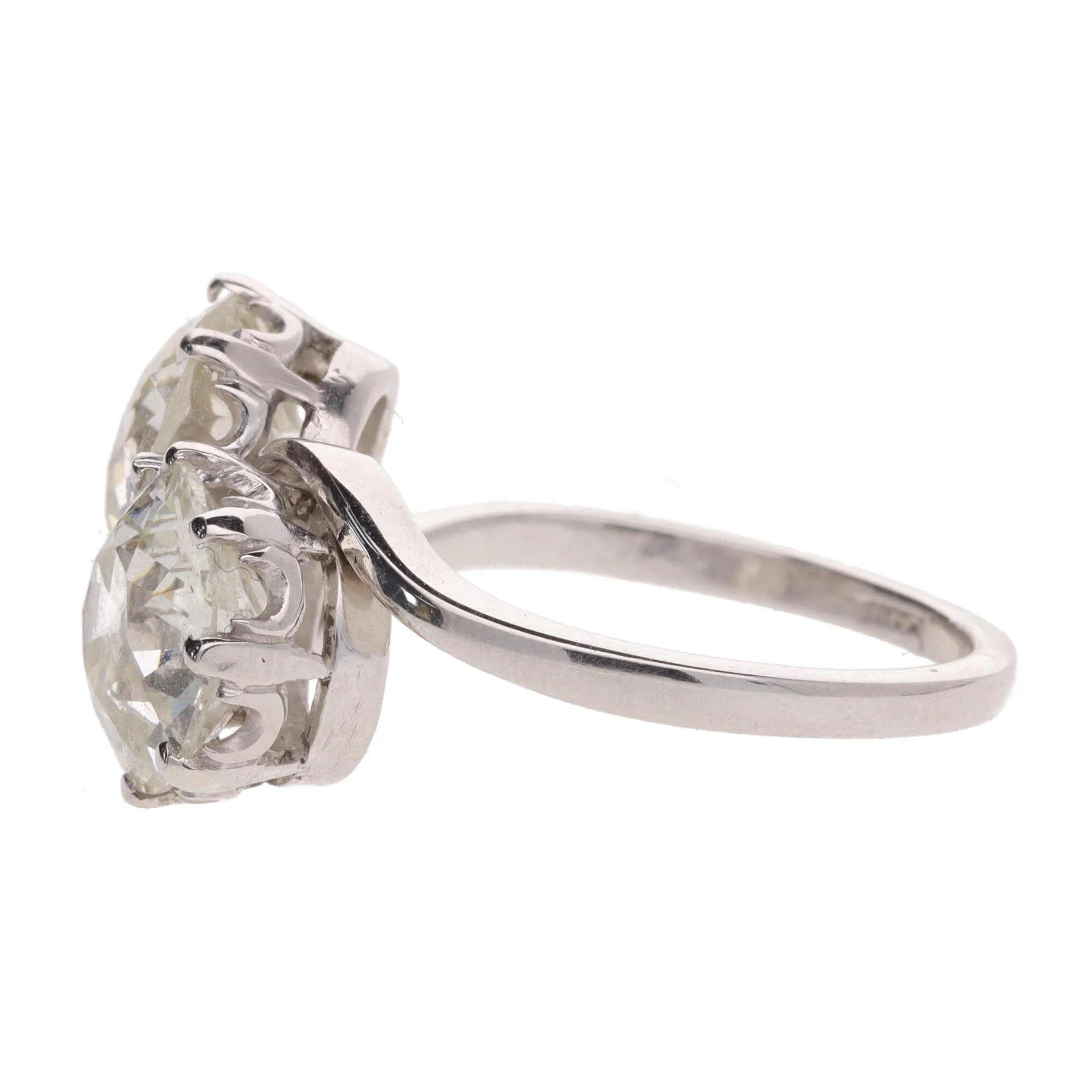 Pre-Owned Diamond 3.87ct Toi et Moi Platinum Ring - Image 5