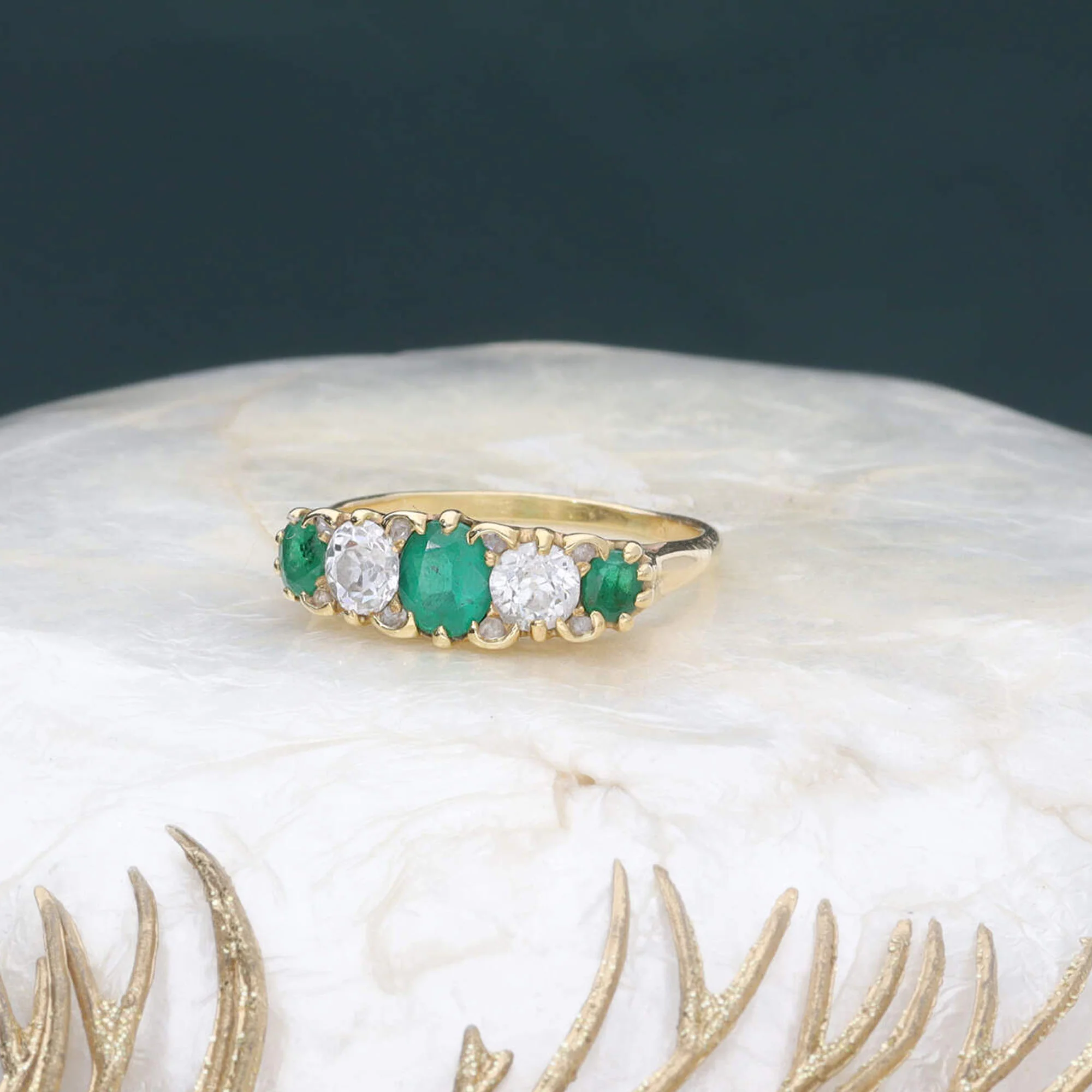 Pre-Owned Emerald and Diamond Ring - Image 6