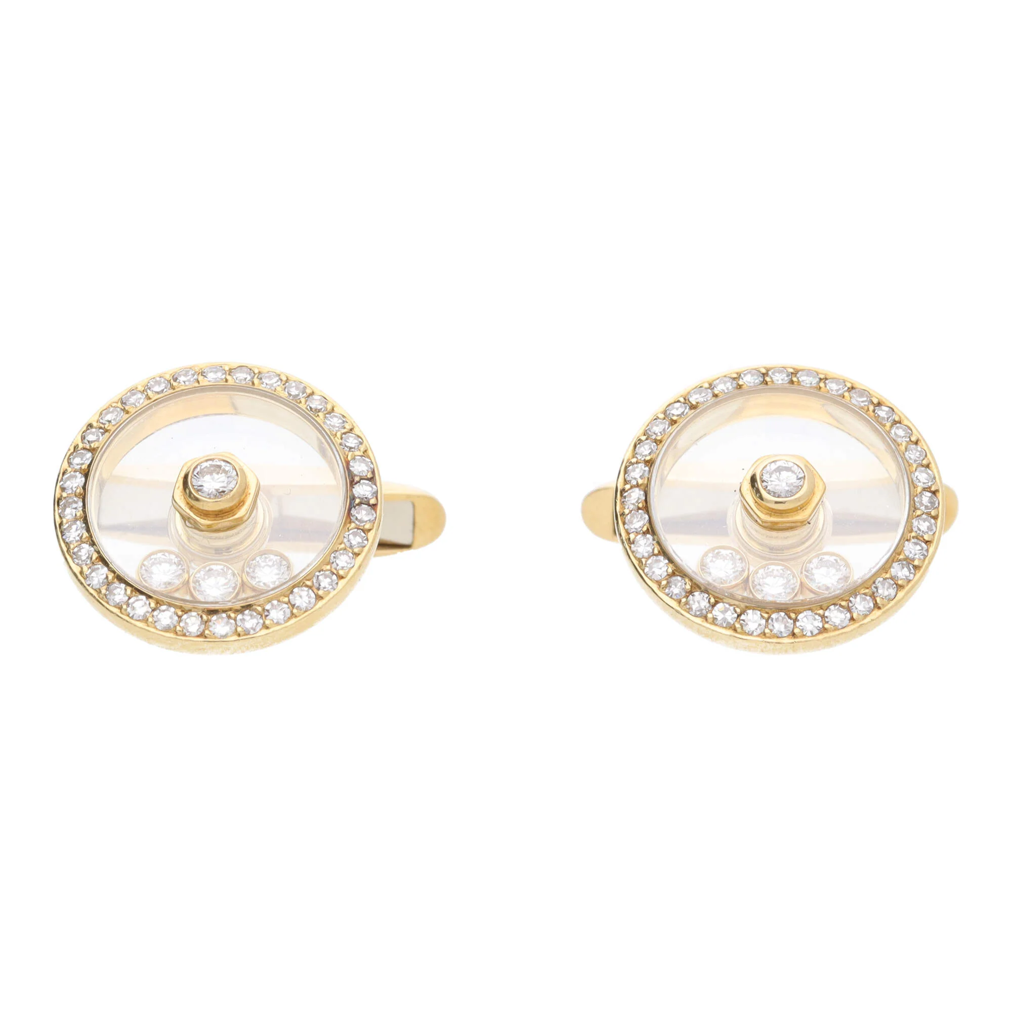 Pre-Owned Floating Diamond 18ct Yellow Gold Cufflinks - Image 2