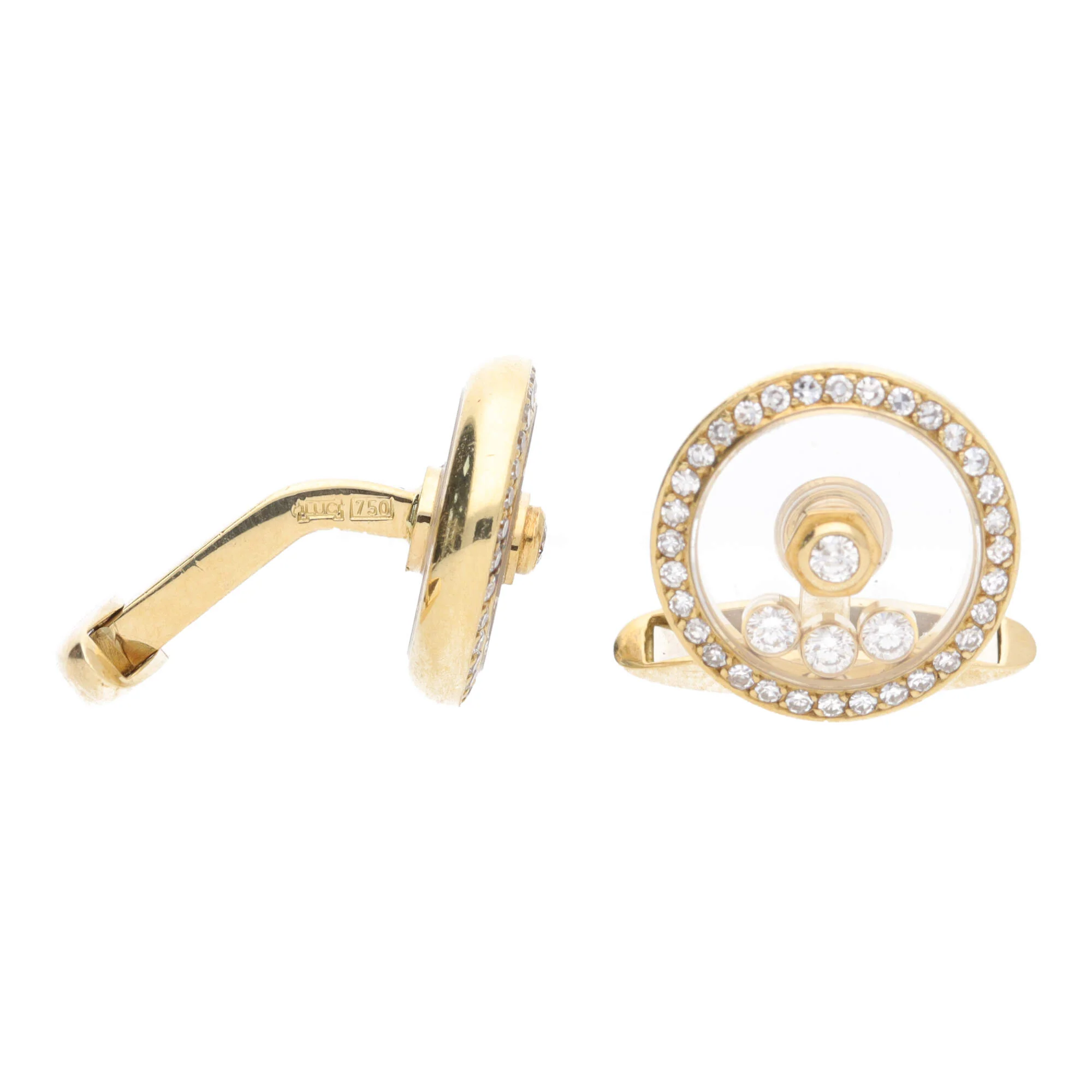Pre-Owned Floating Diamond 18ct Yellow Gold Cufflinks - Image 3
