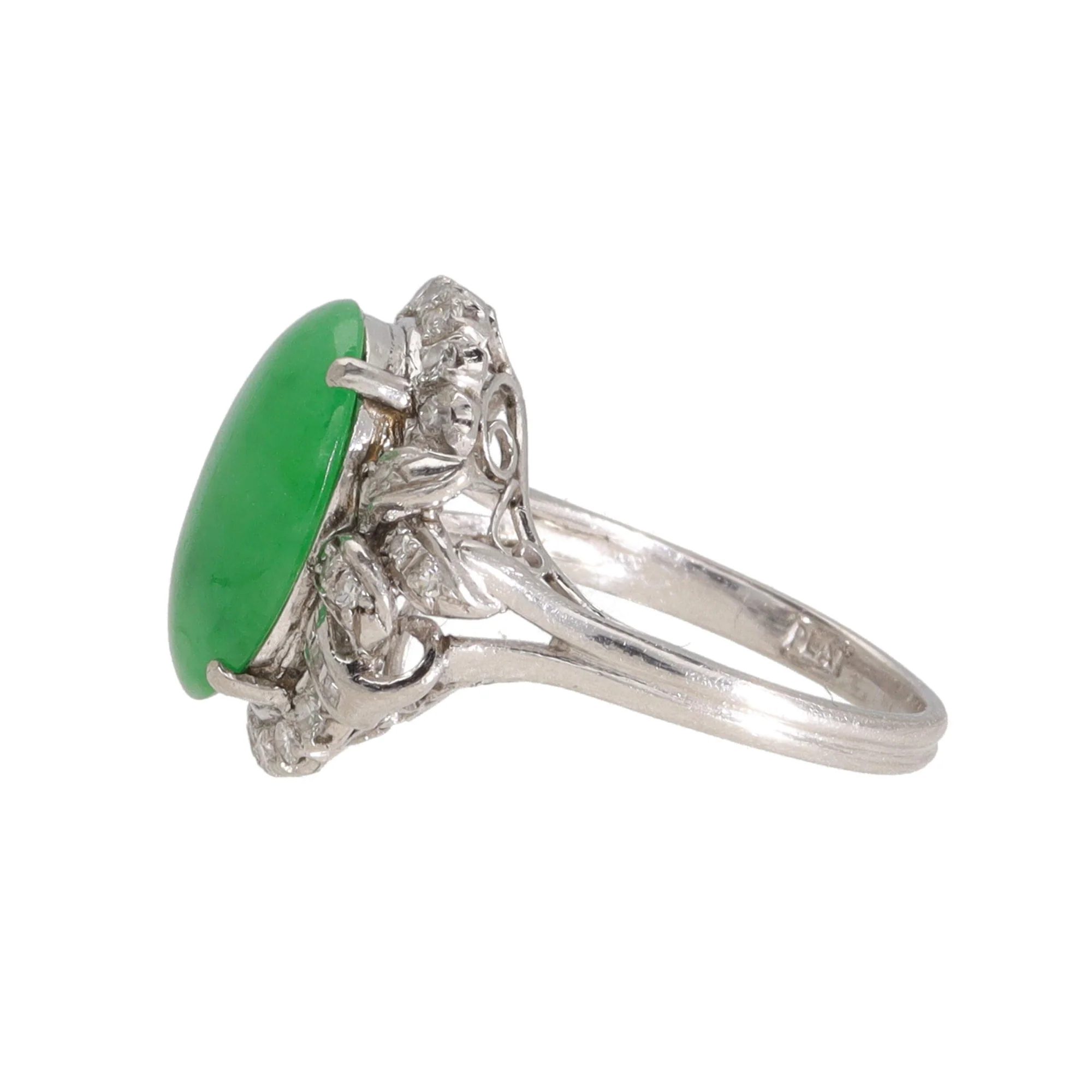 Pre-Owned Jadeite and Diamond Ring - Image 2