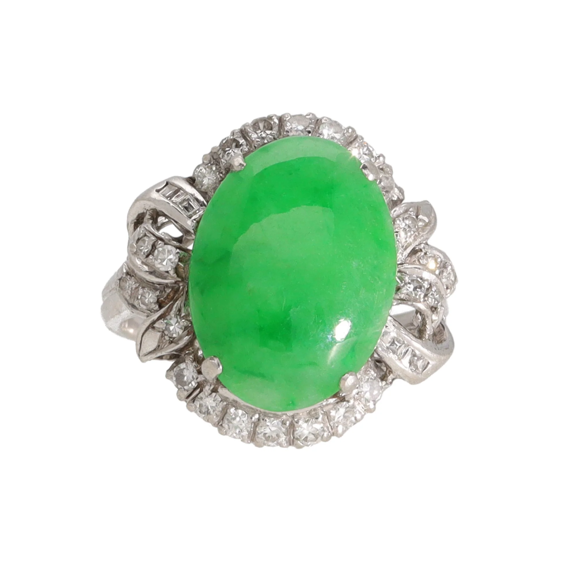 Pre-Owned Jadeite and Diamond Ring - Image 3