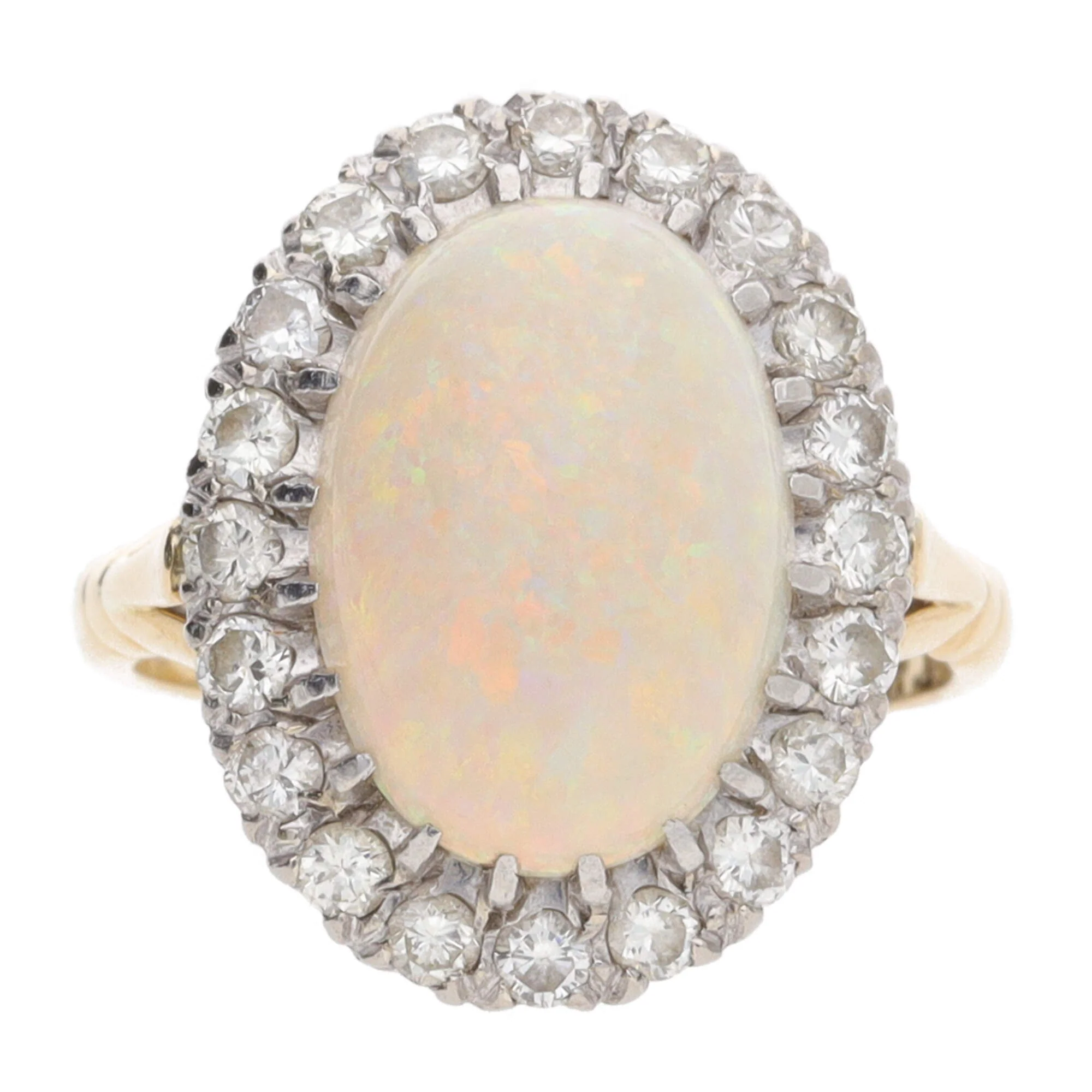Pre-Owned Opal and Diamond 18ct Yellow Gold Cluster Ring - Image 2