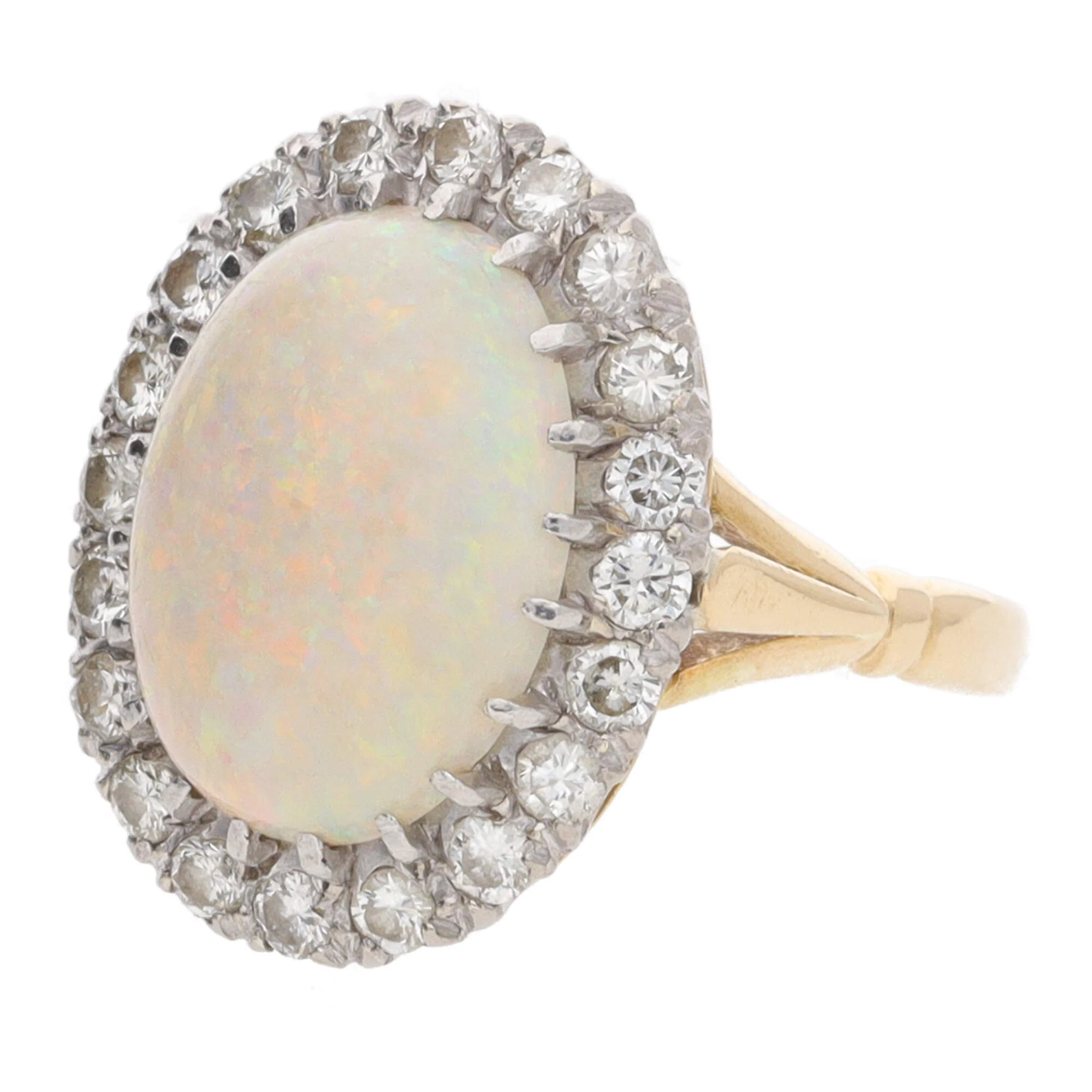 Pre-Owned Opal and Diamond 18ct Yellow Gold Cluster Ring - Image 3