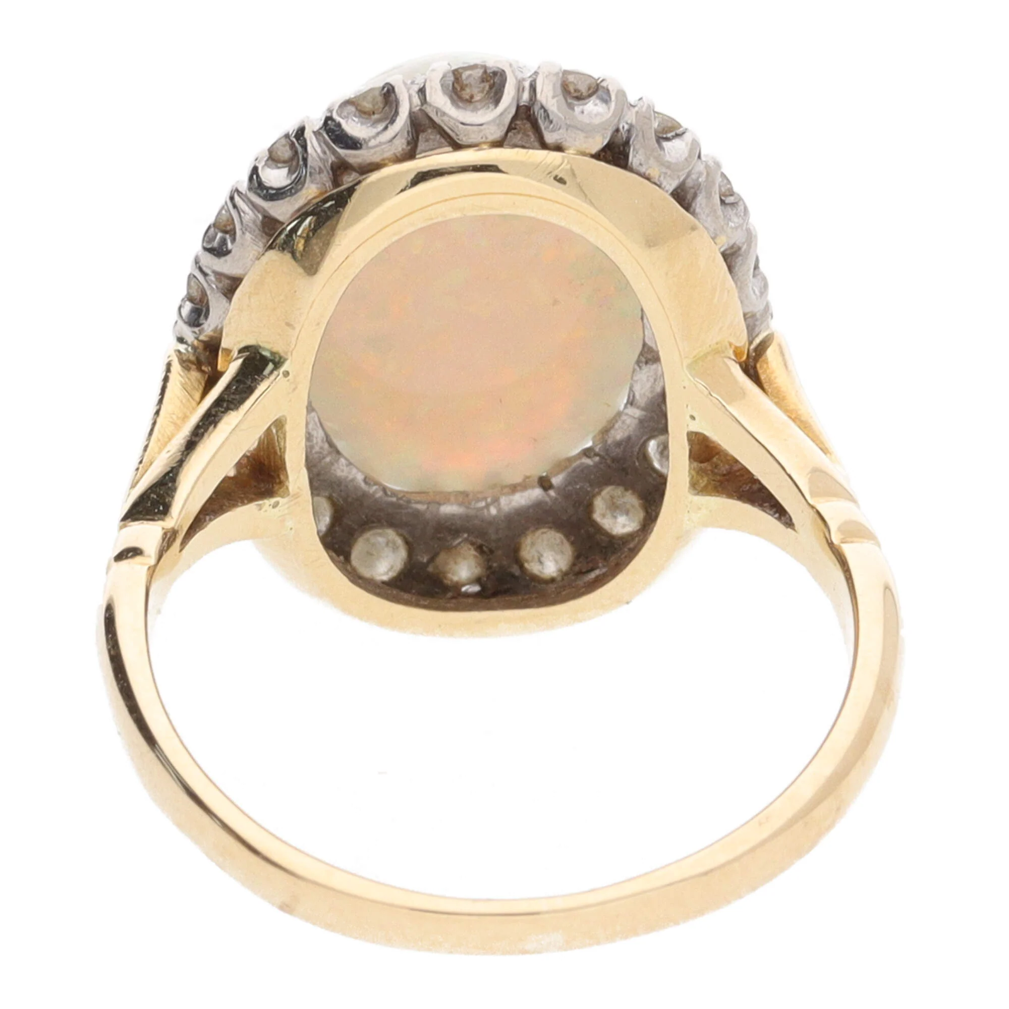 Pre-Owned Opal and Diamond 18ct Yellow Gold Cluster Ring - Image 4