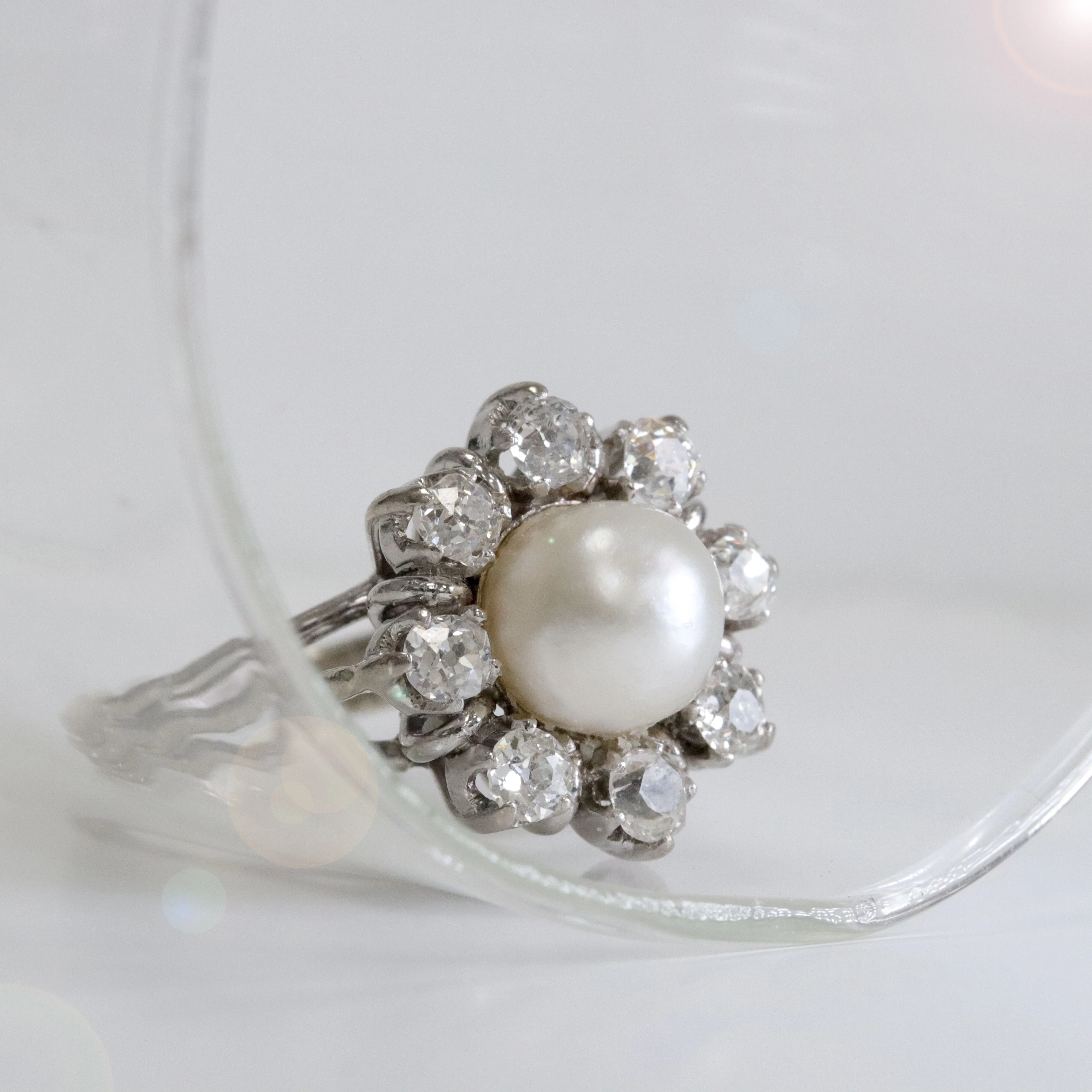 Pre-Owned Pearl and Diamond Cluster Ring - Image 5