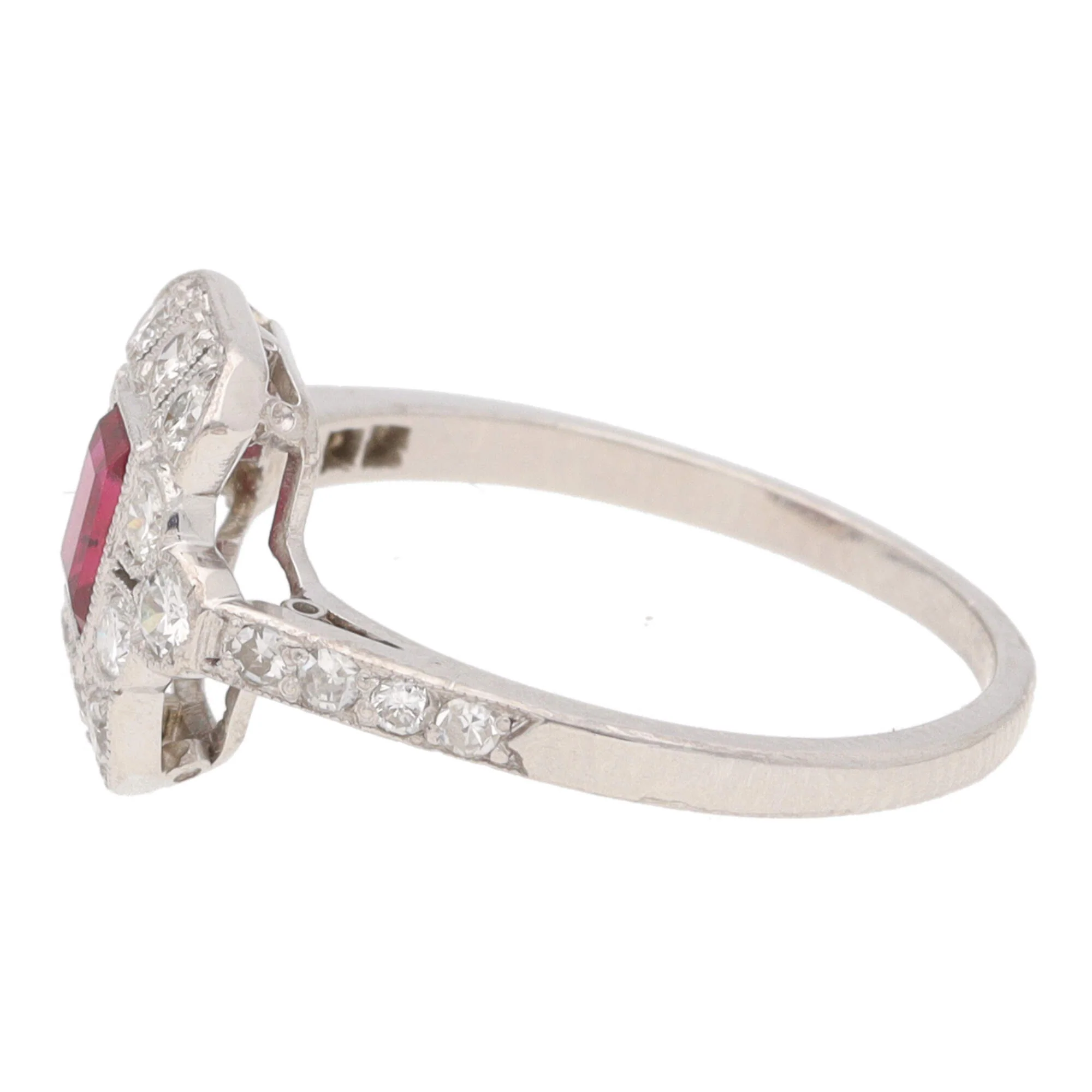 Pre-Owned Ruby and Diamond Rectangular Cluster Ring - Image 3