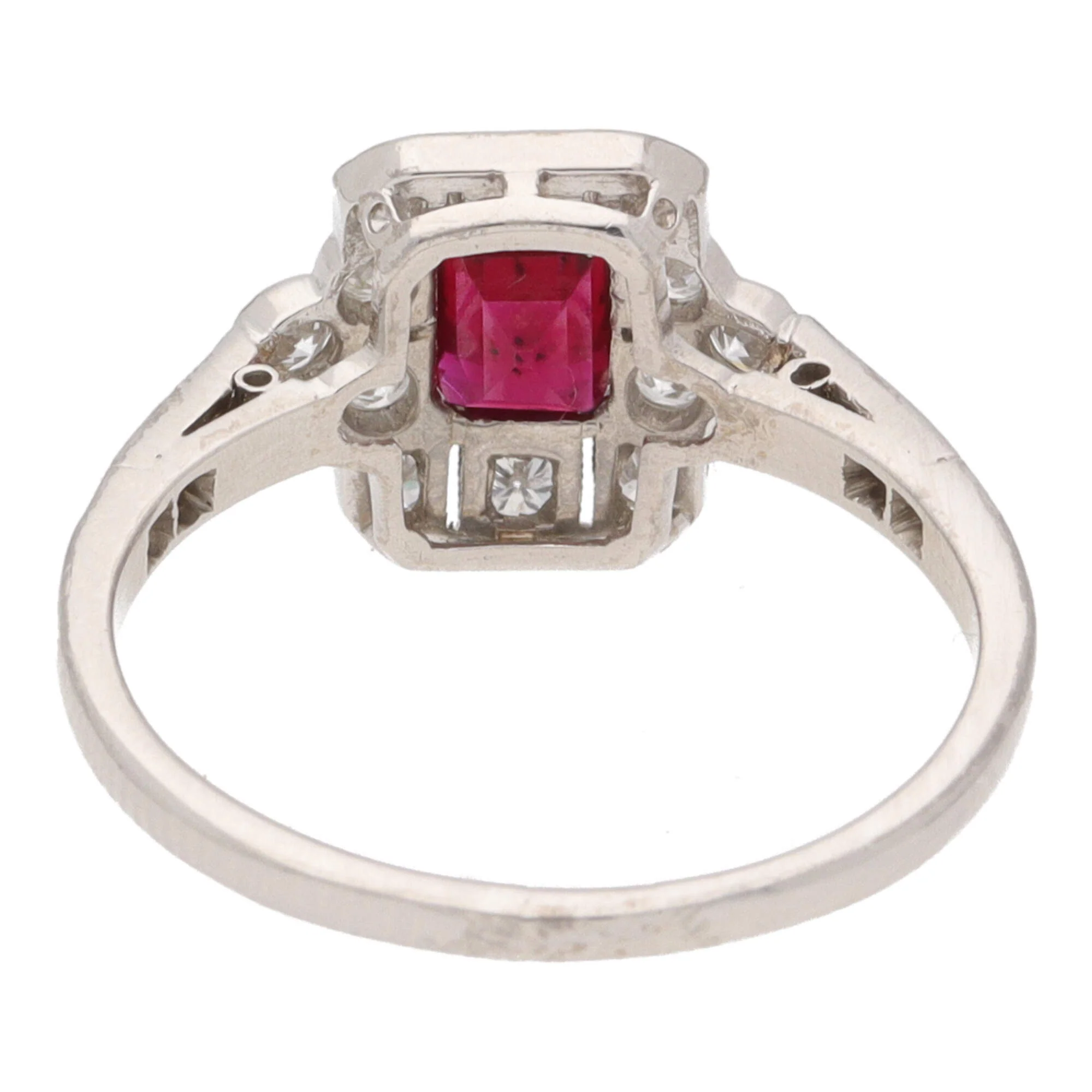 Pre-Owned Ruby and Diamond Rectangular Cluster Ring - Image 4