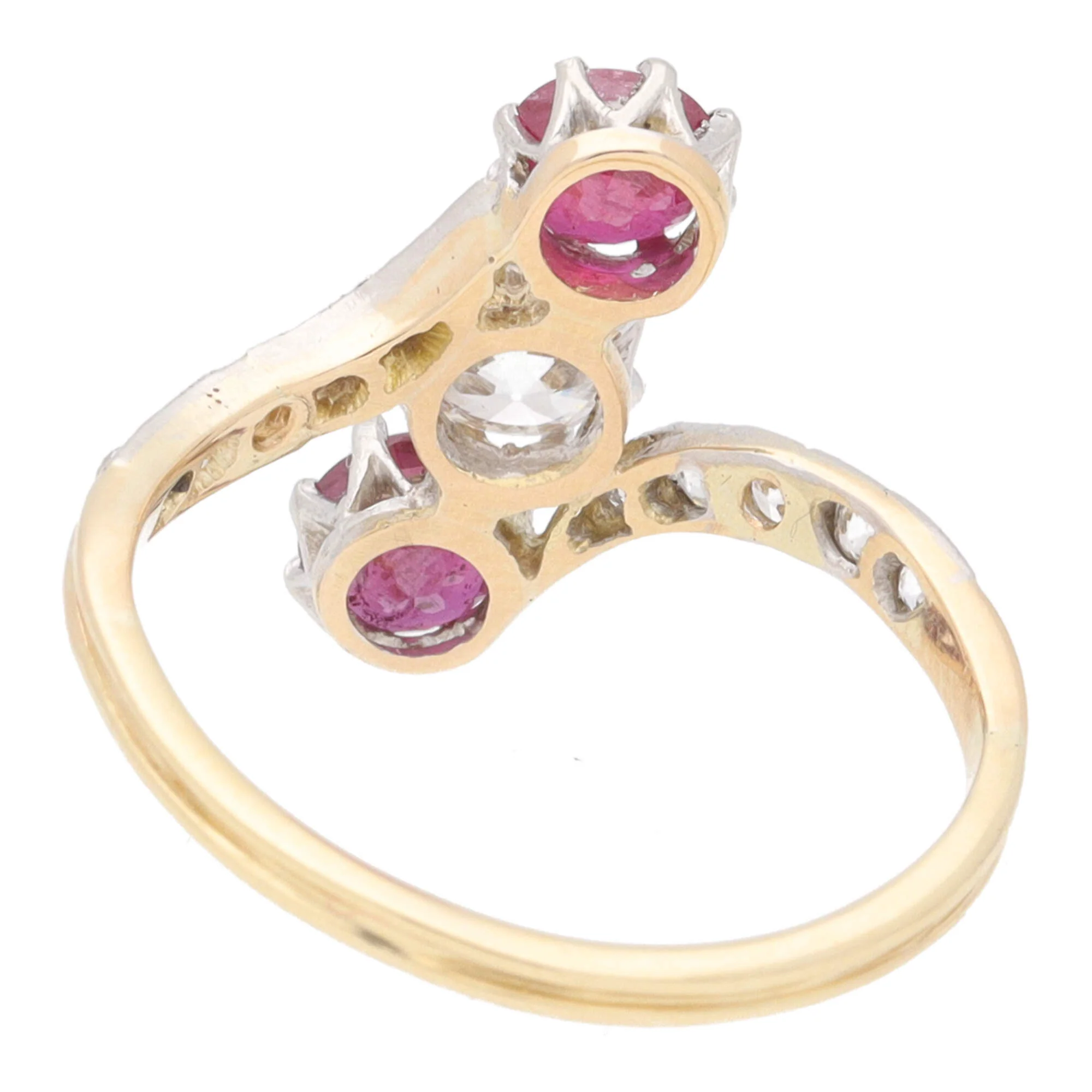 Pre-Owned Ruby and Diamond Three Stone Twist Ring - Image 4