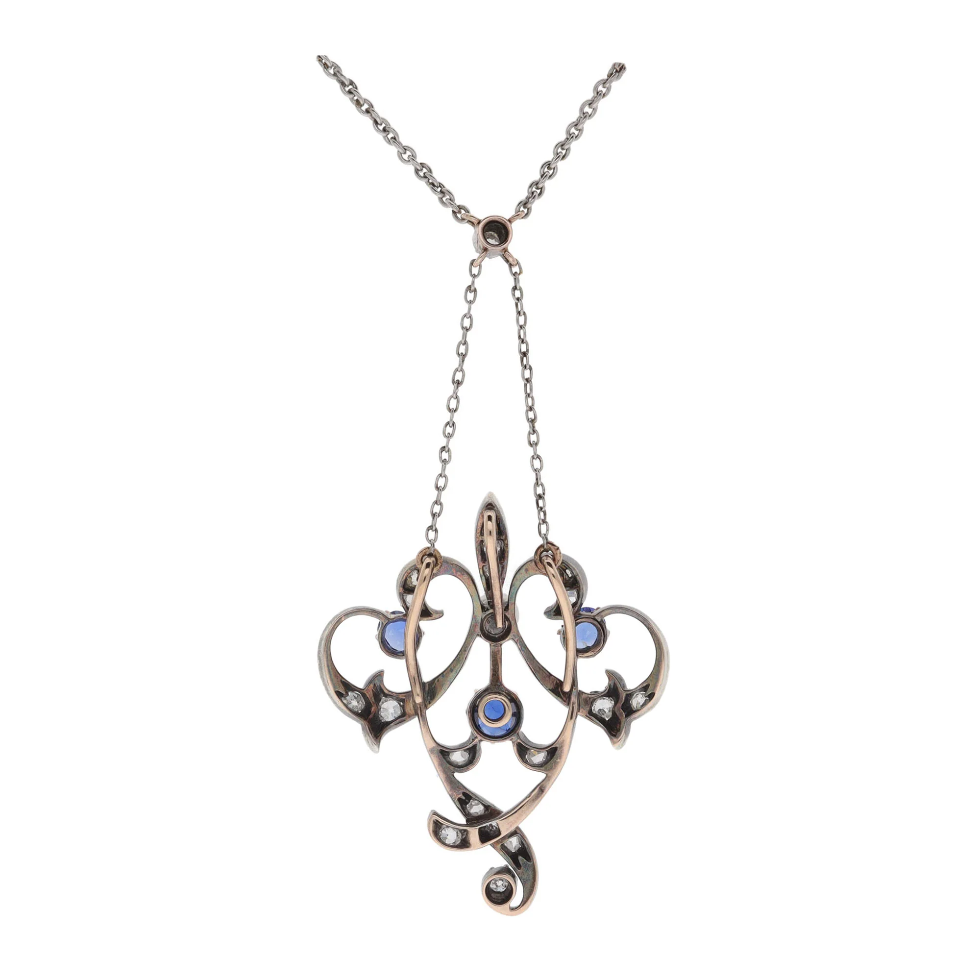 Pre-Owned Sapphire and Diamond Brooch and Necklace - Image 2
