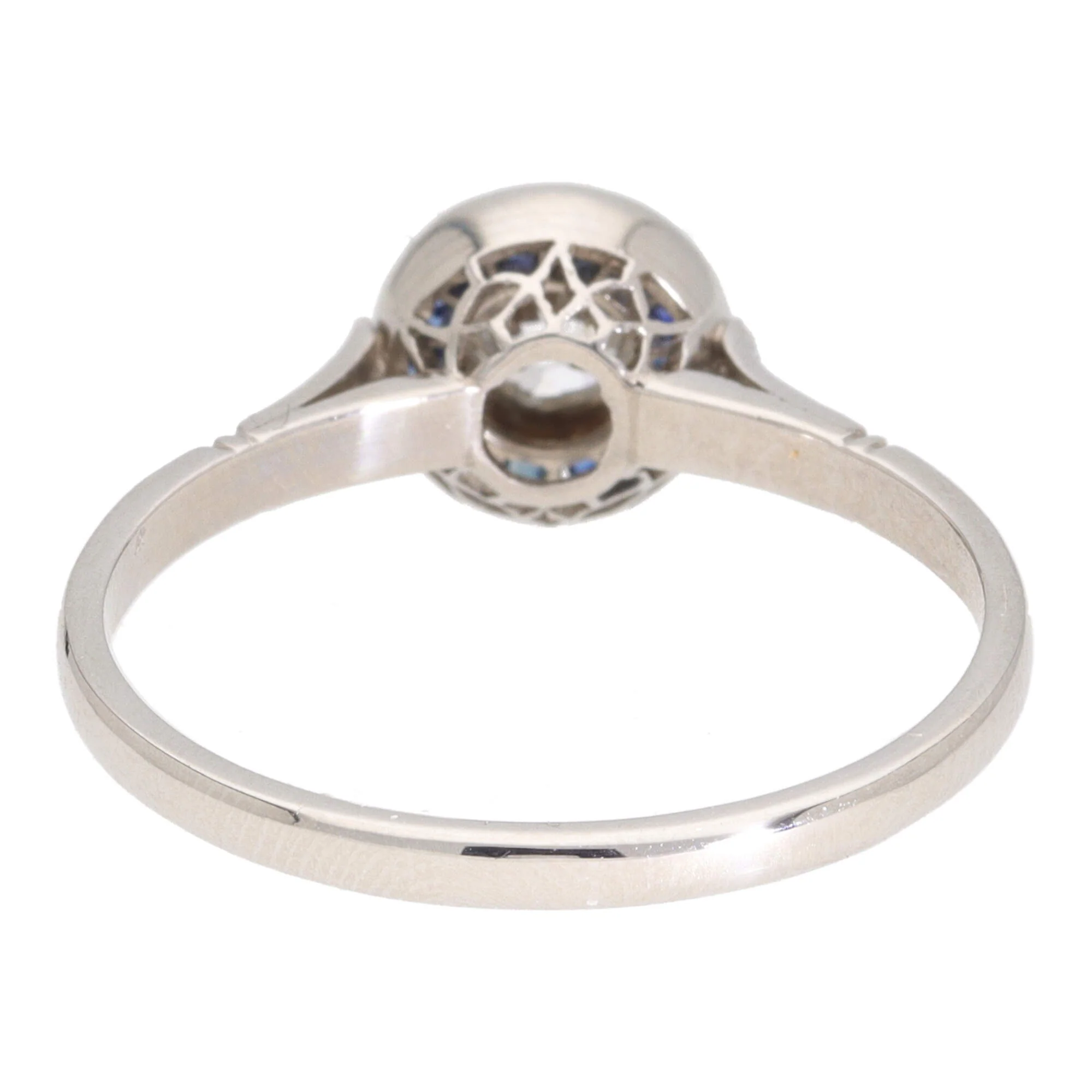 Pre-Owned Sapphire and Diamond Target Platinum Cluster Ring - Image 4