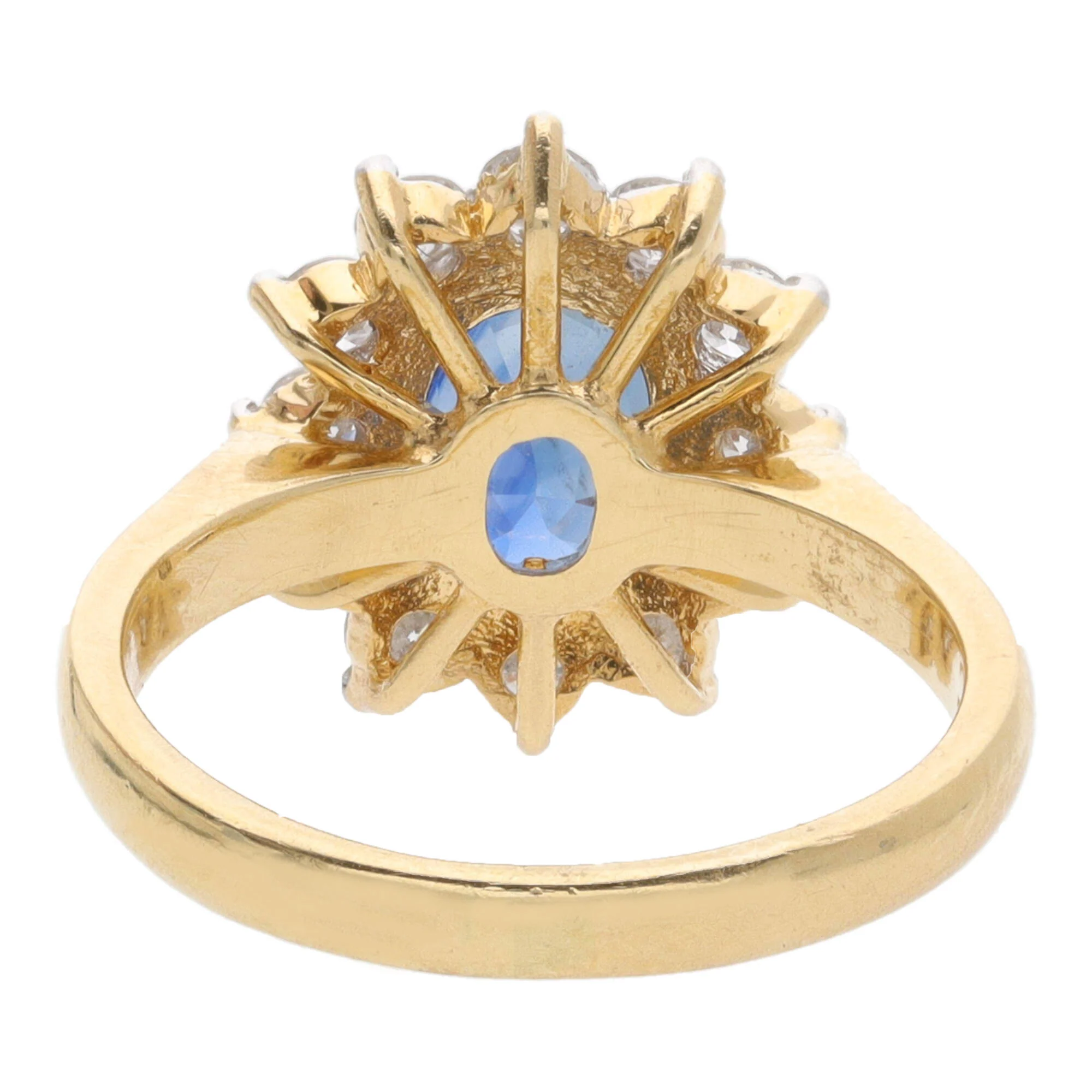Pre-Owned Sapphire and Diamond Oval Cluster Ring - Image 4