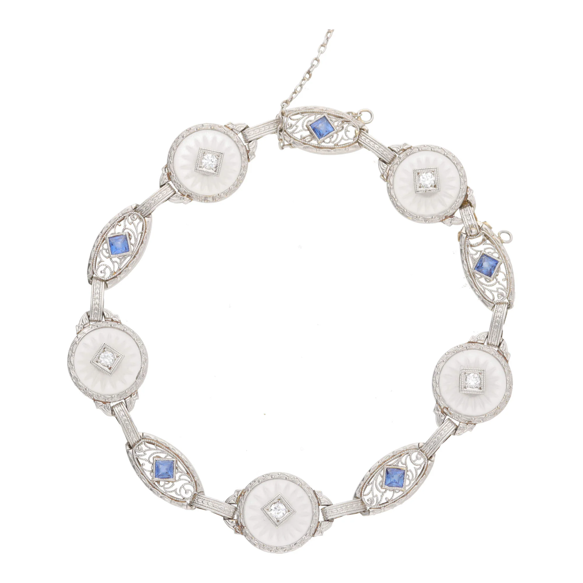 Pre-Owned Sapphire, Diamond and Rock Crystal Bracelet