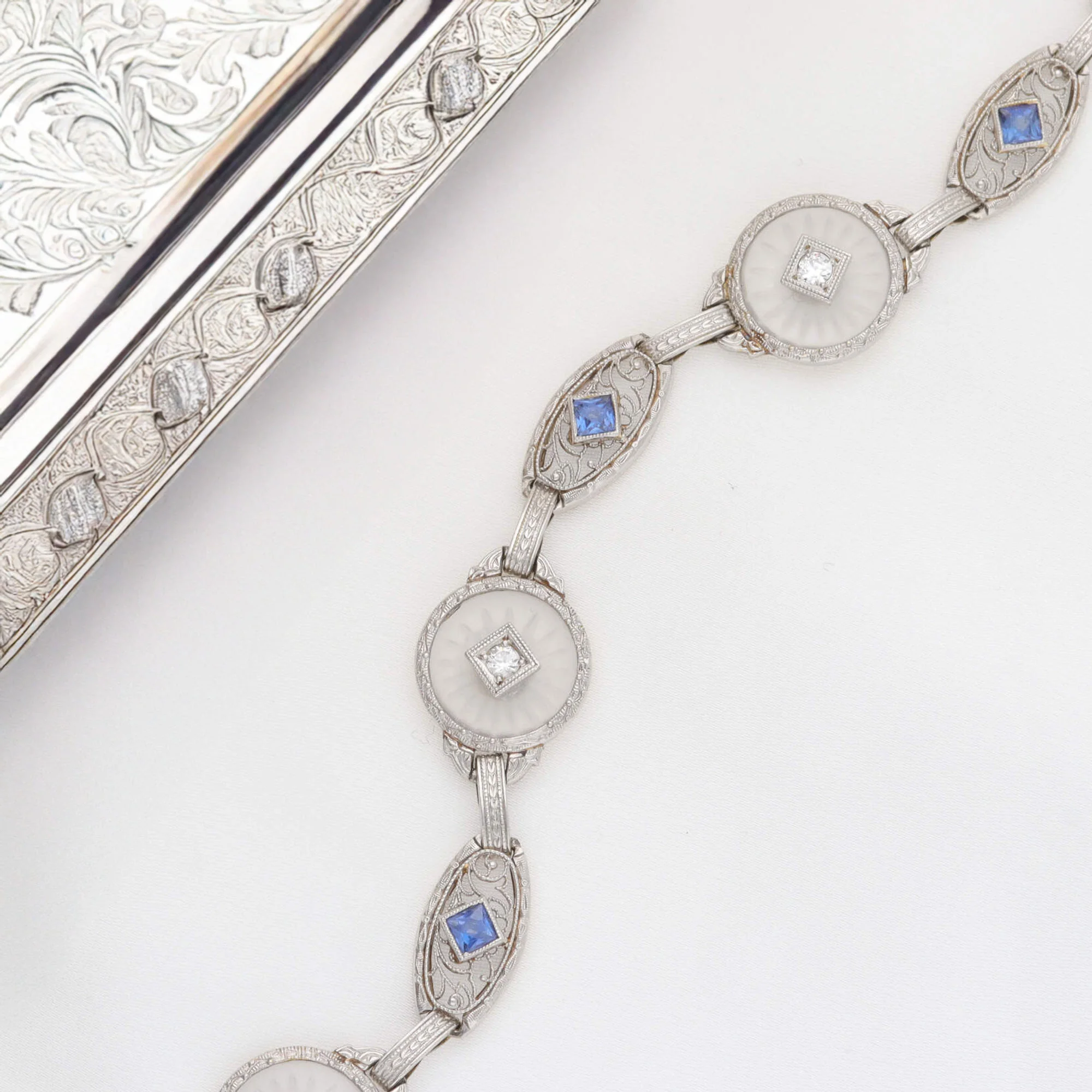 Pre-Owned Sapphire, Diamond and Rock Crystal Bracelet - Image 3