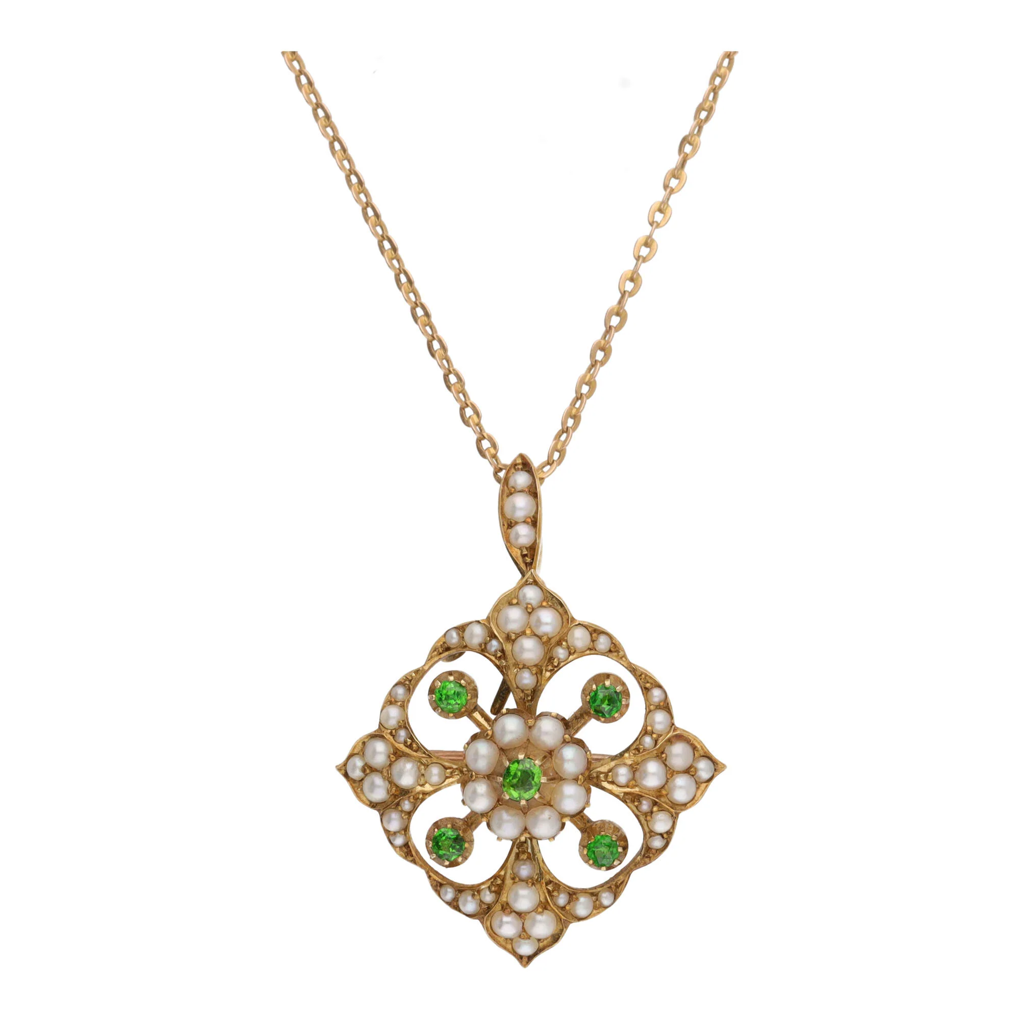 Pre-Owned Demantoid Garnet and Seed Pearl Pendant