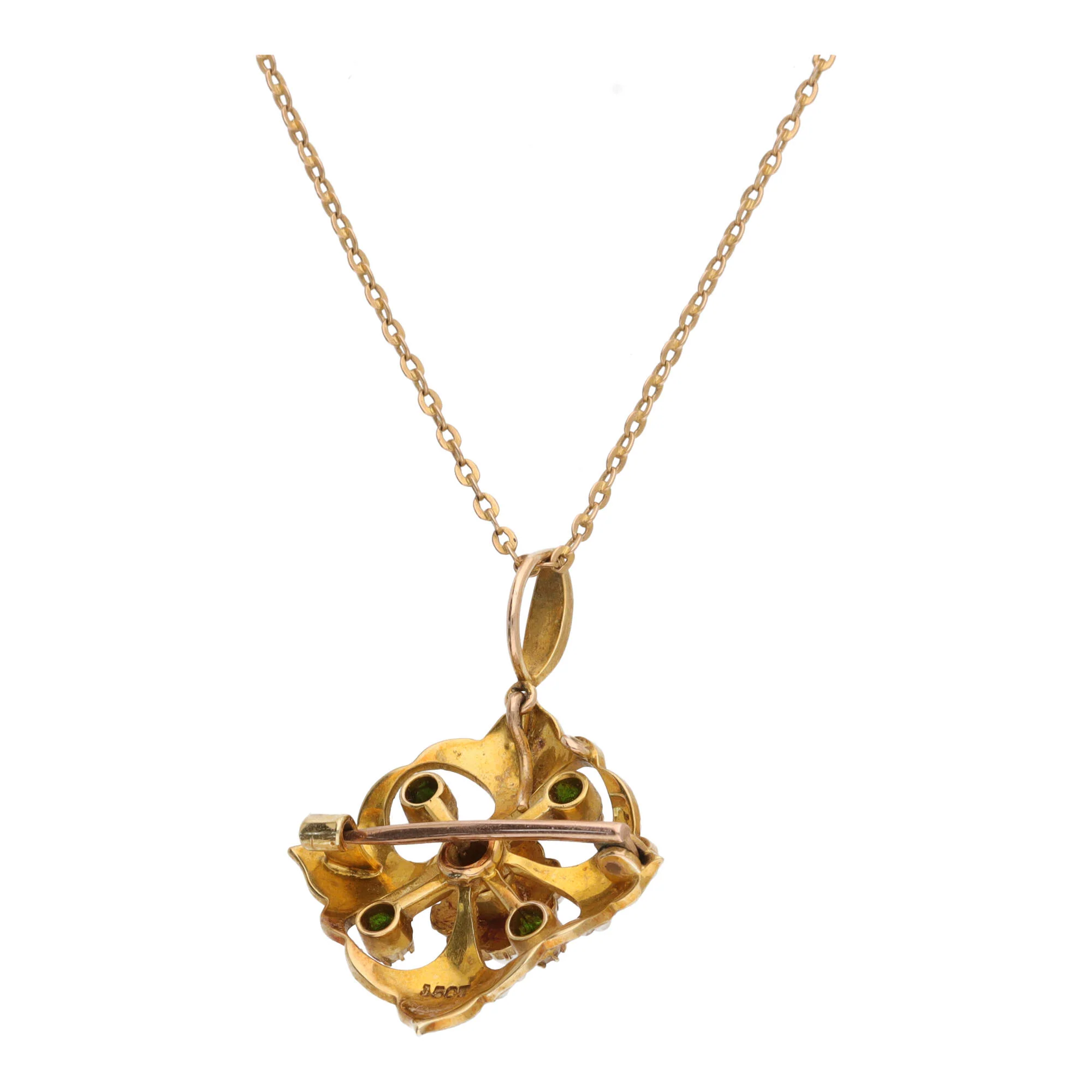 Pre-Owned Demantoid Garnet and Seed Pearl Pendant - Image 2