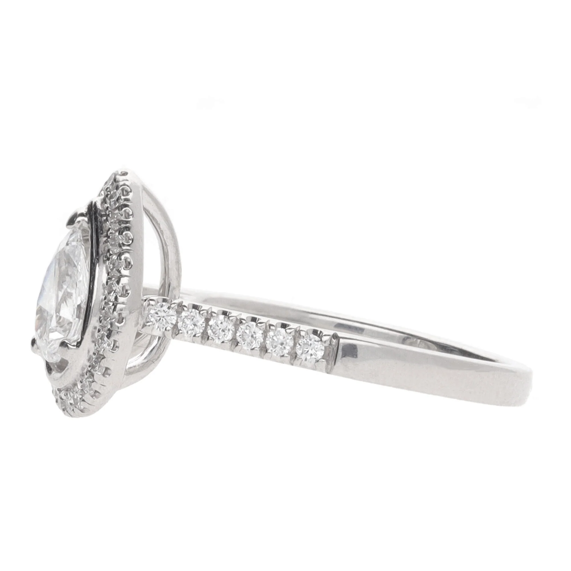 Pre-Owned Skye Pear Halo 0.60ct D SI1 Diamond Platinum Ring - Image 3