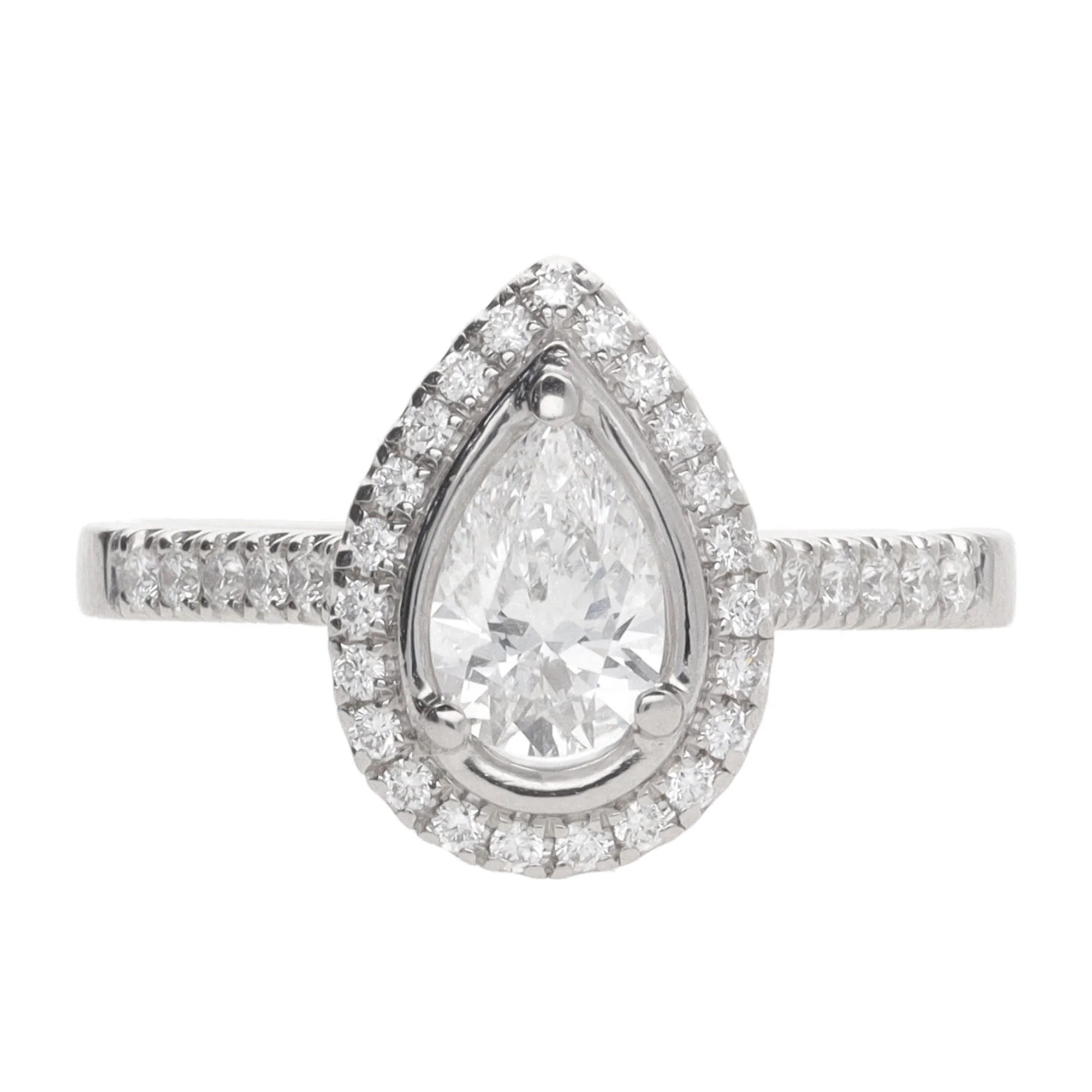 Pre-Owned Skye Pear Halo 0.60ct D SI1 Diamond Platinum Ring - Image 5