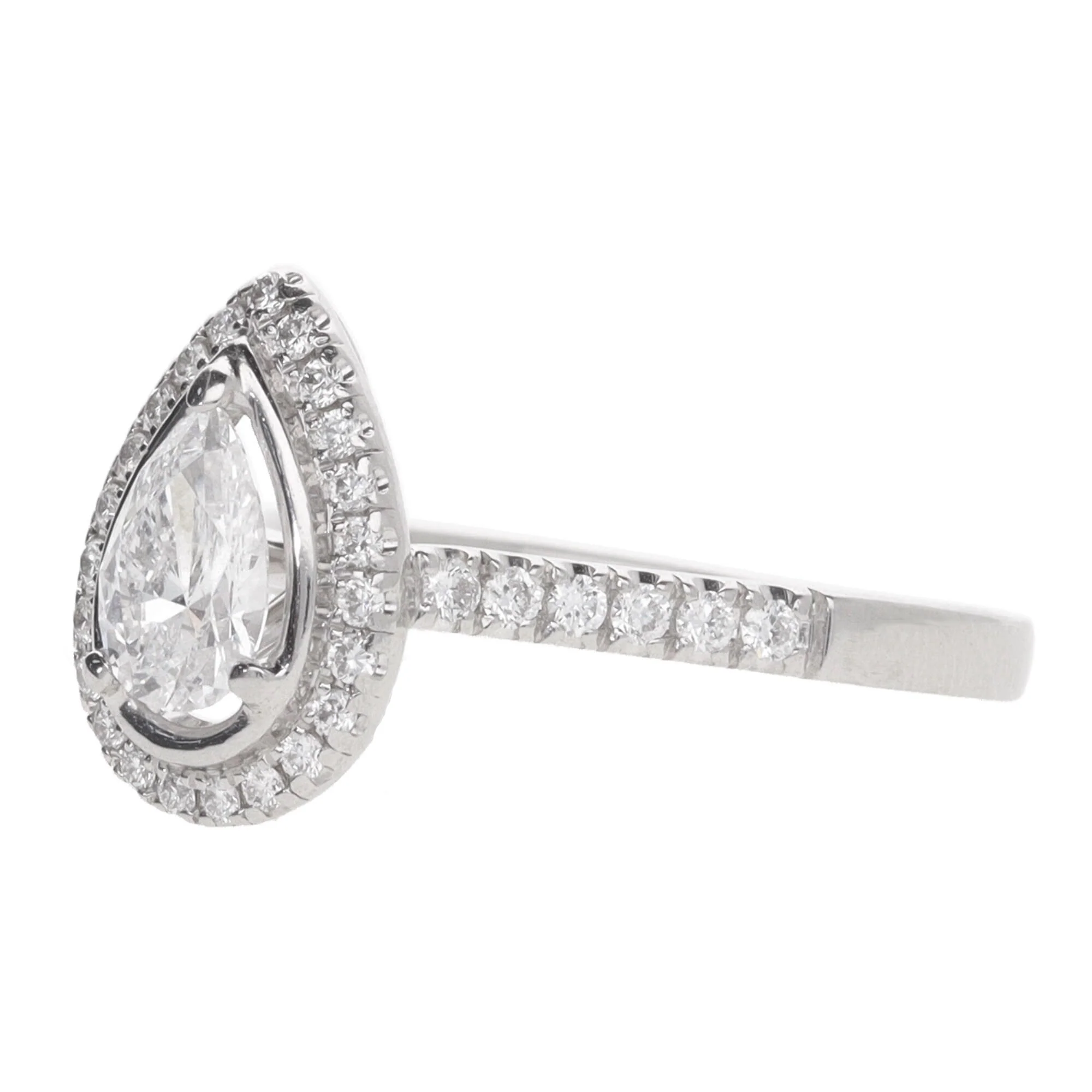 Pre-Owned Skye Pear Halo 0.60ct D SI1 Diamond Platinum Ring - Image 7