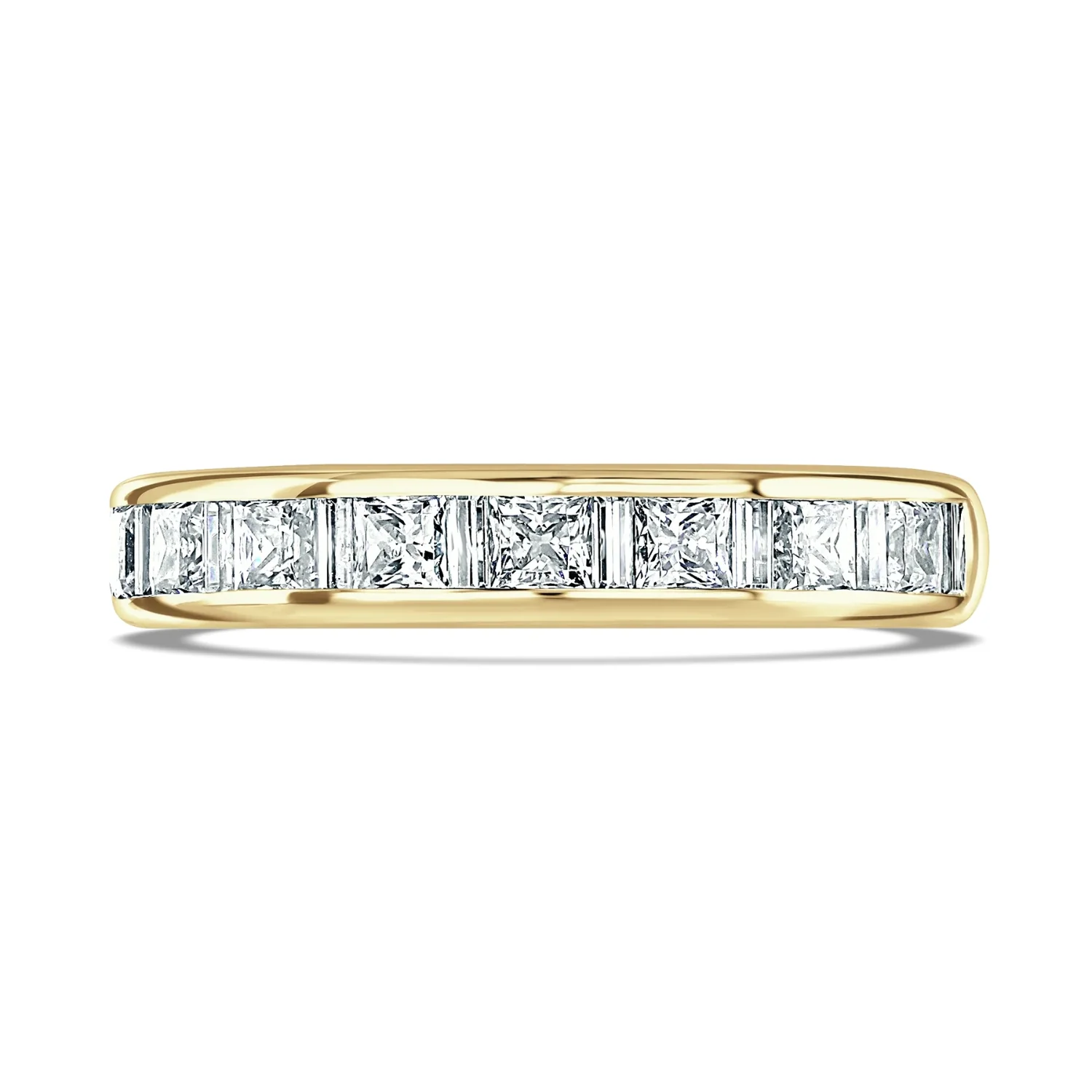 Princess and Baguette Diamond Half Eternity 9ct Yellow Gold Ring by Brown & Newirth - Image 2