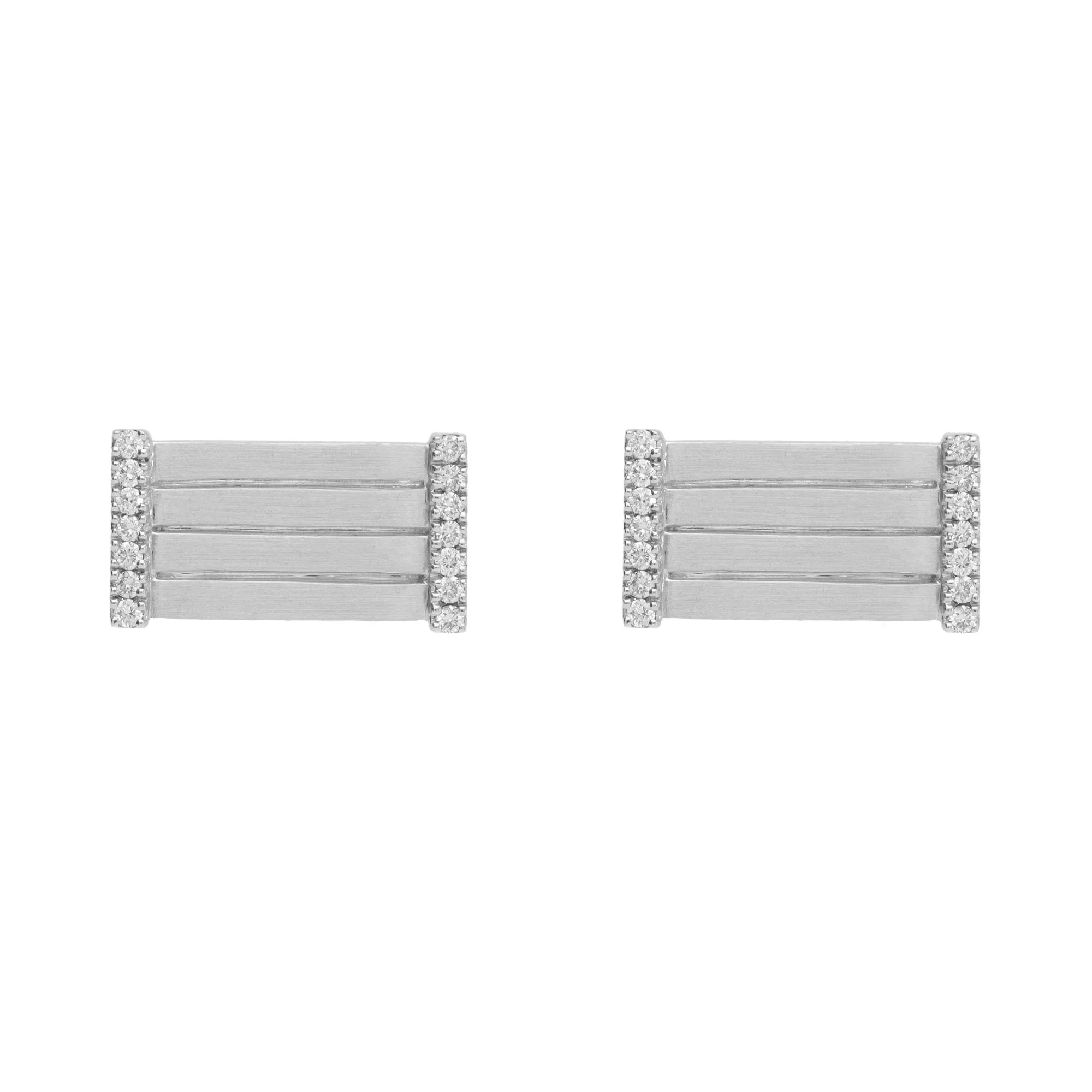 Rectangular Diamond Set 9ct White Gold Cuflinks