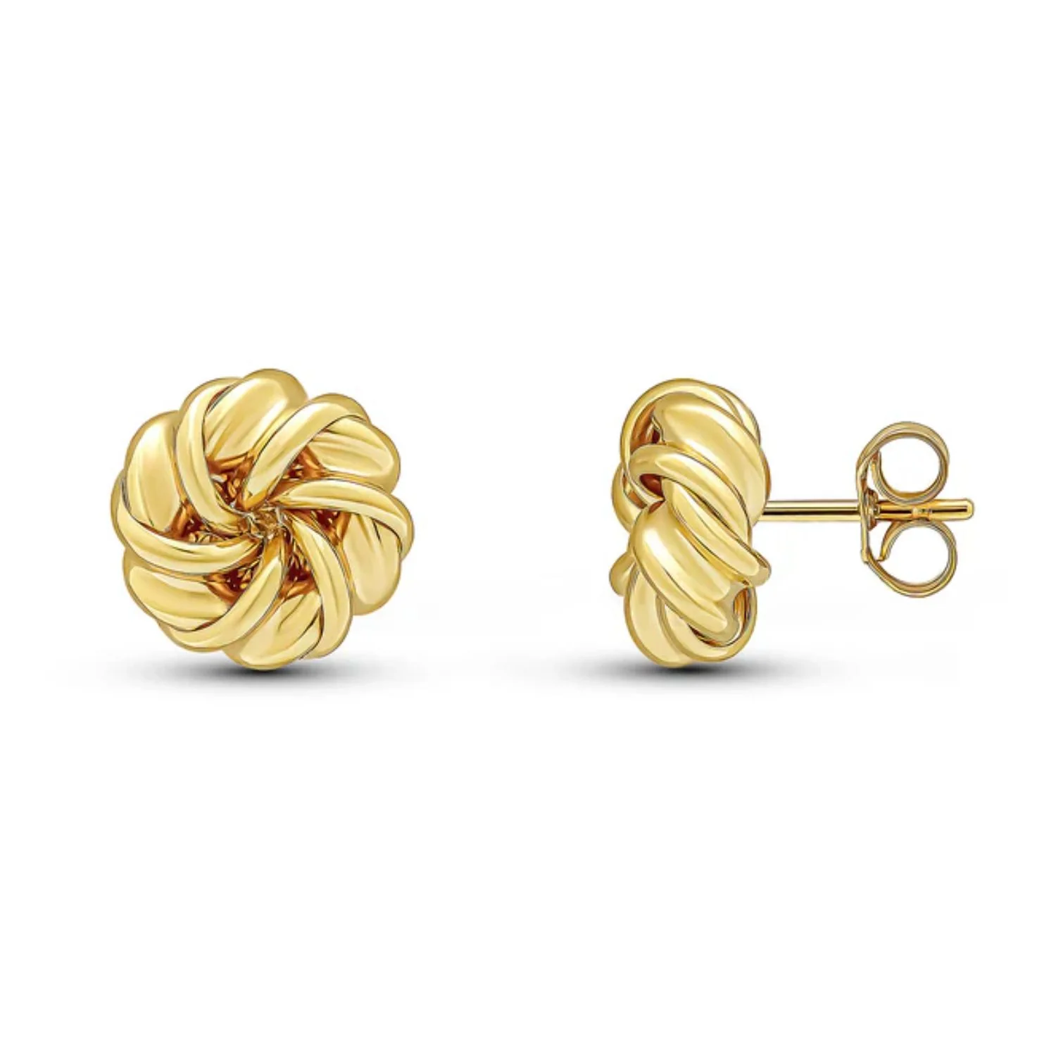 Ribbon Swirl 18ct Yellow Gold Knot Stud Earrings - Image 2