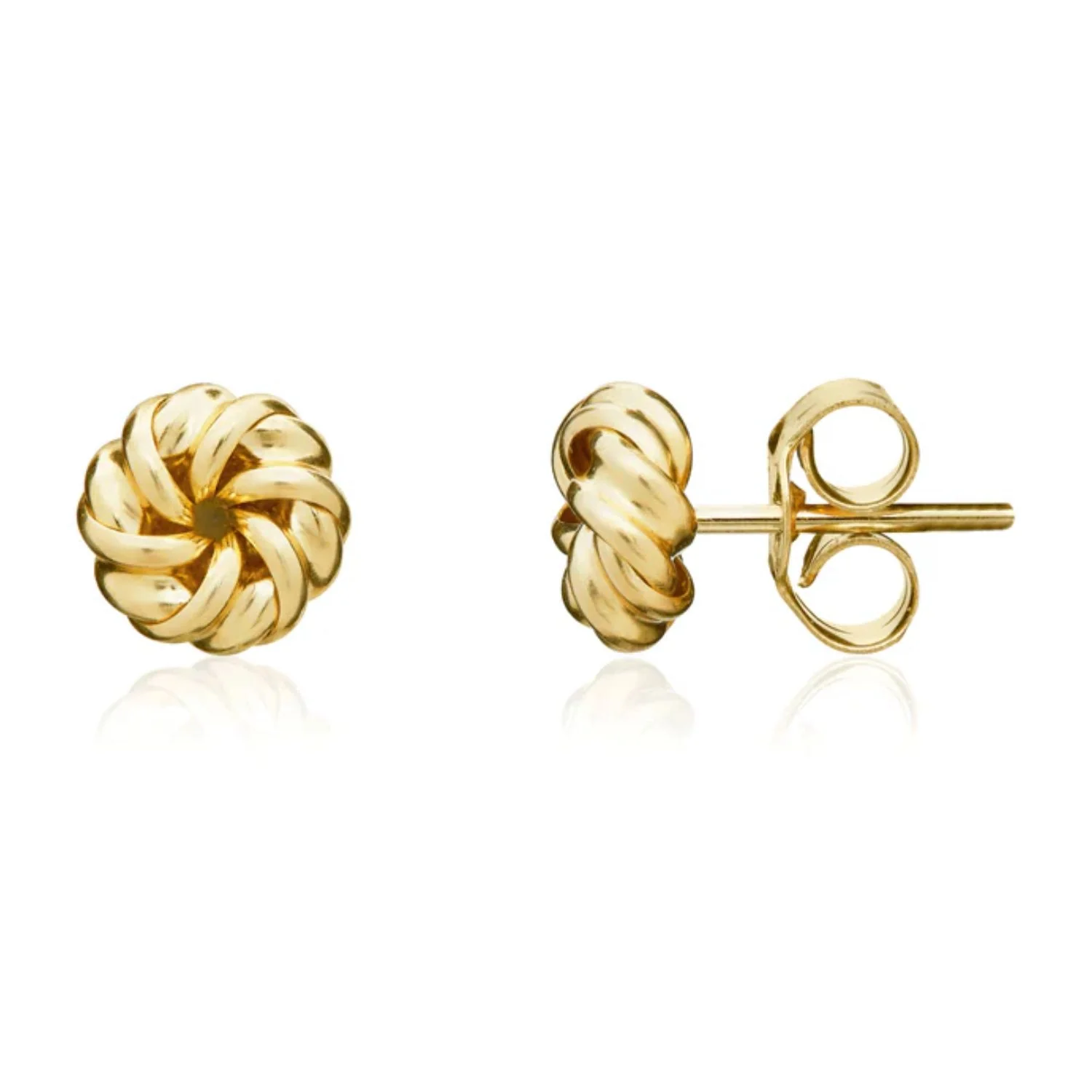 Ribbon Swirl 18ct Yellow Gold Small Knot Stud Earrings - Image 2